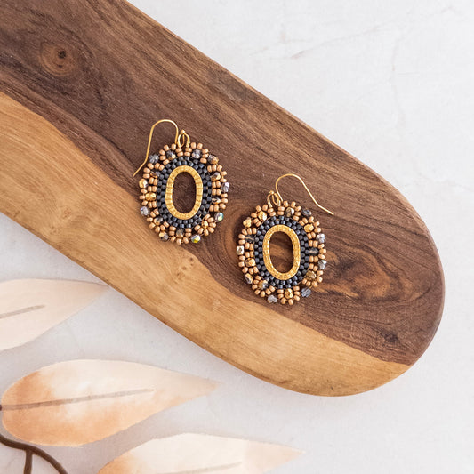 Antique Gold Floral Wreath Earrings