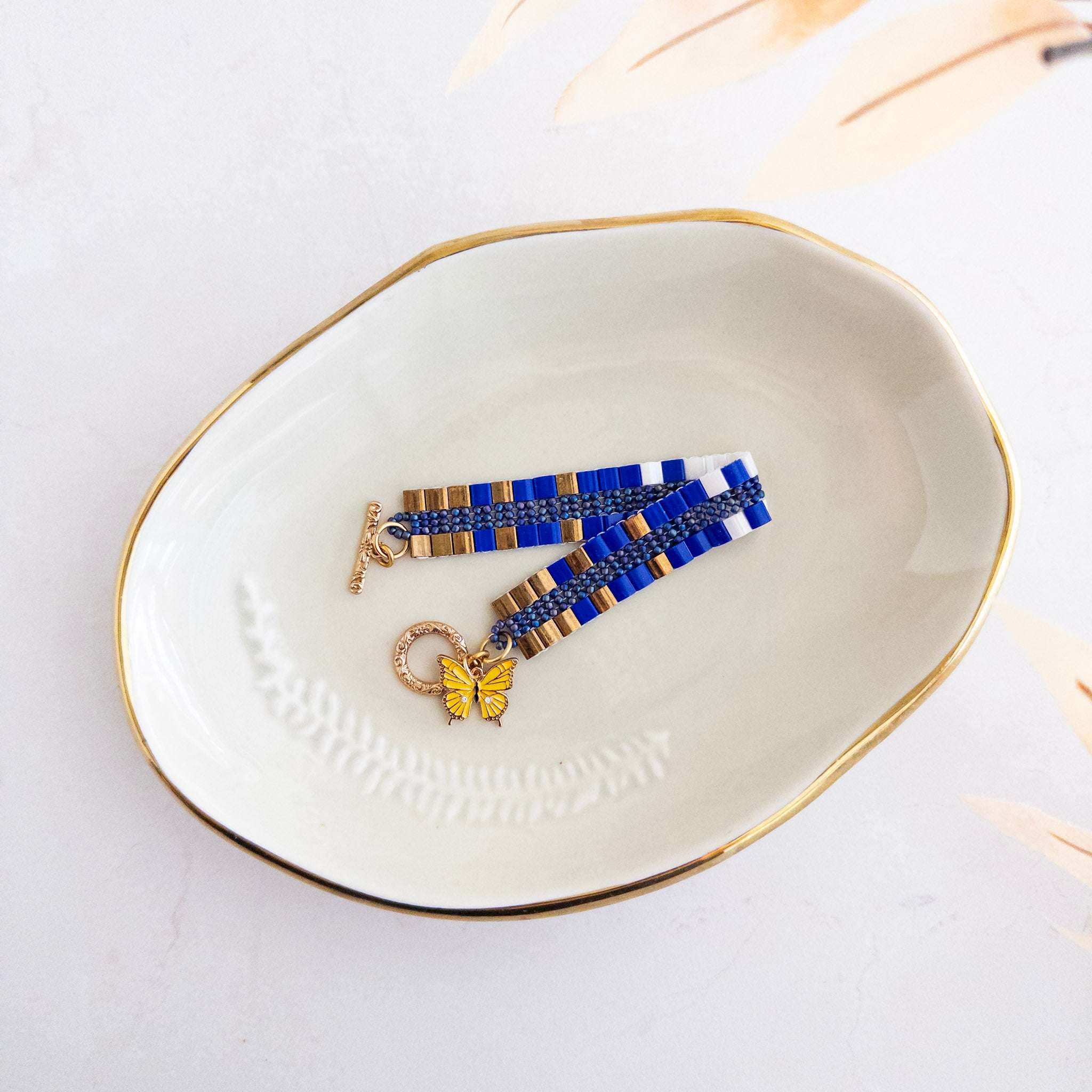 Yellow Butterfly Tila Bracelet