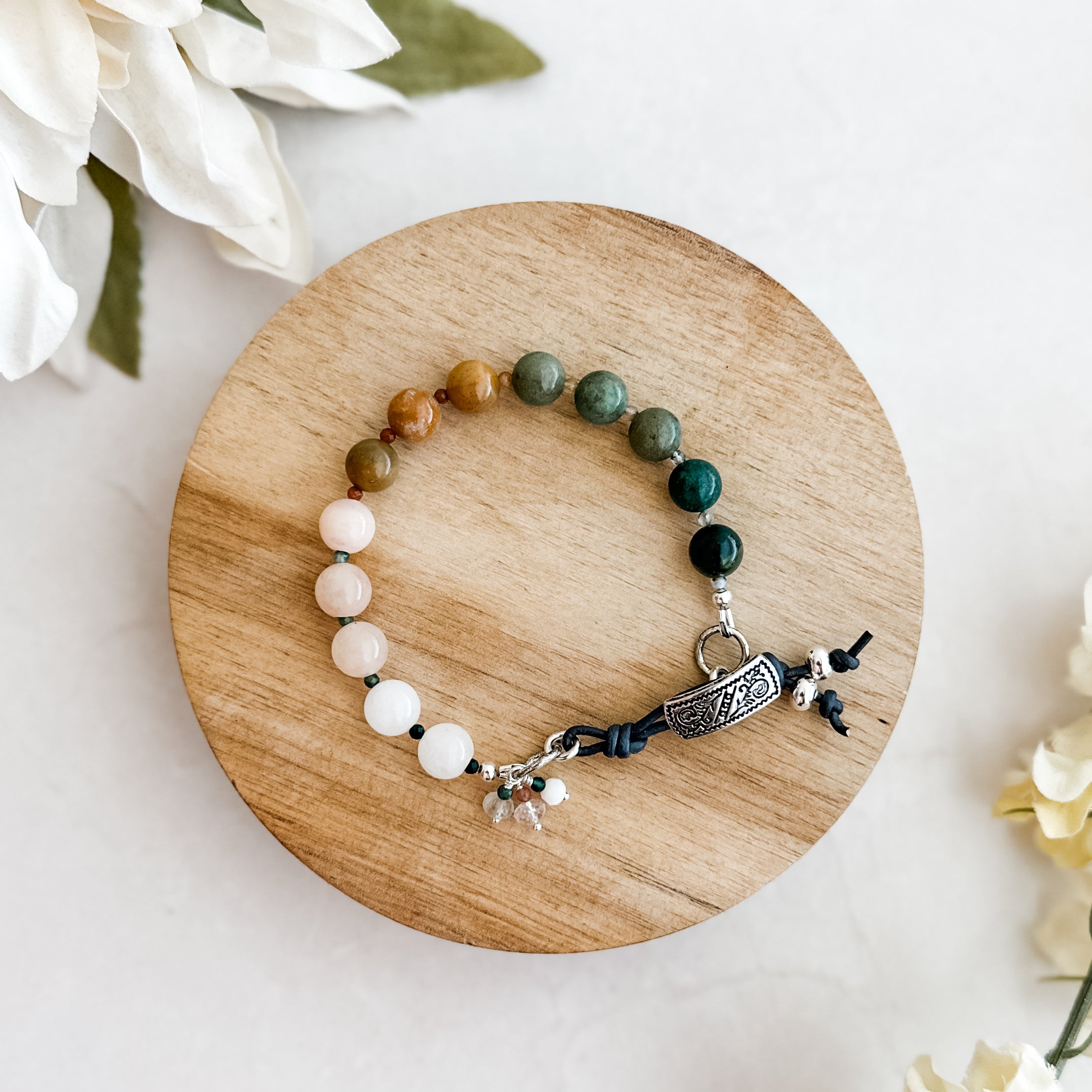 Multi Gemstone Button Bracelet