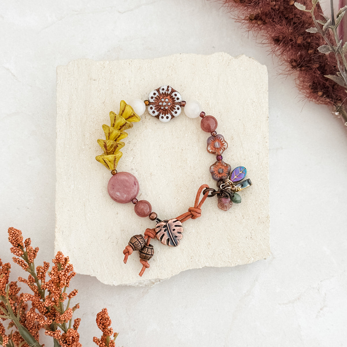 Floral Leaf Copper Bracelet