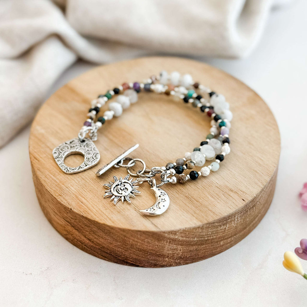Sun Moonstone Multi Gemstone Bracelet