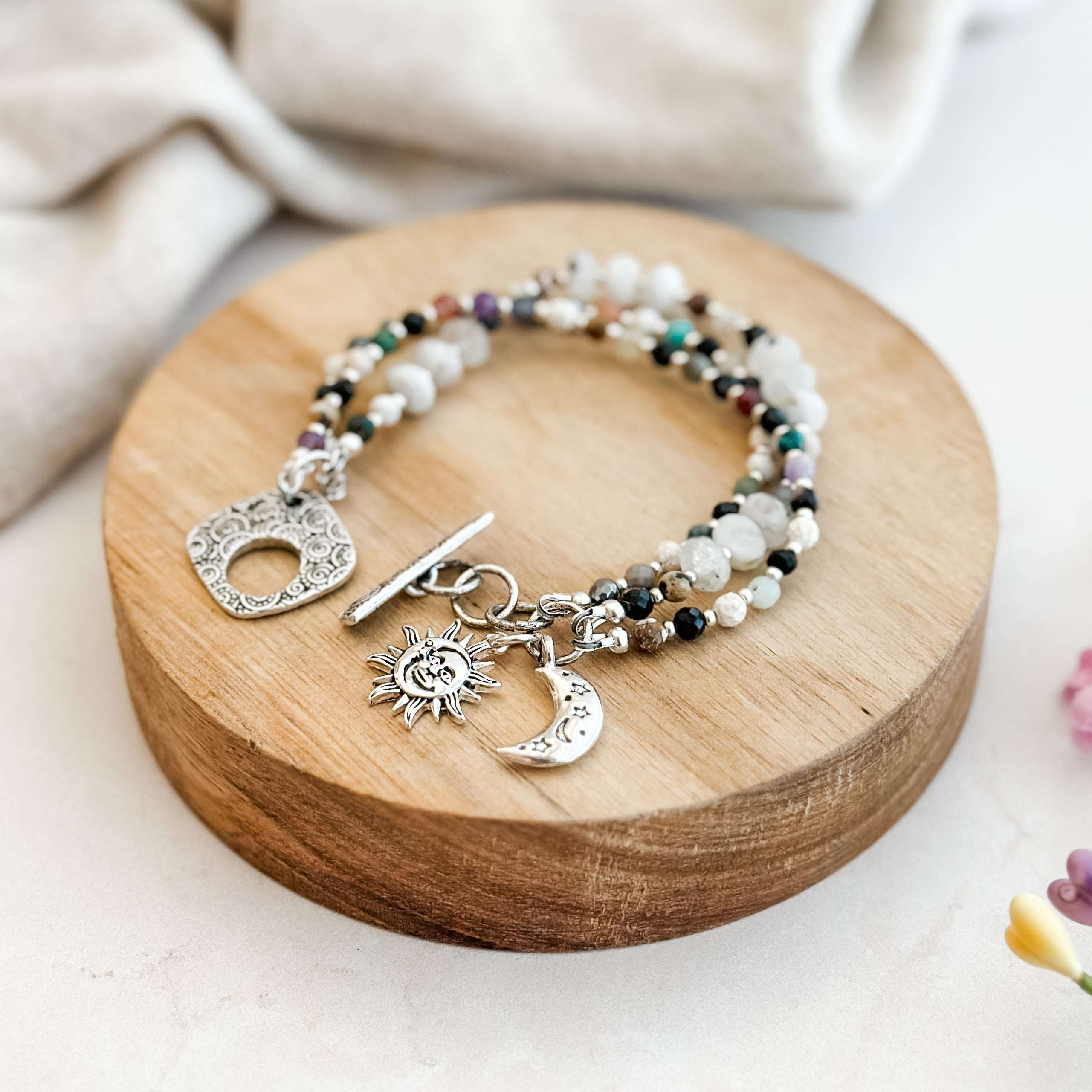 Sun Moonstone Multi Gemstone Bracelet