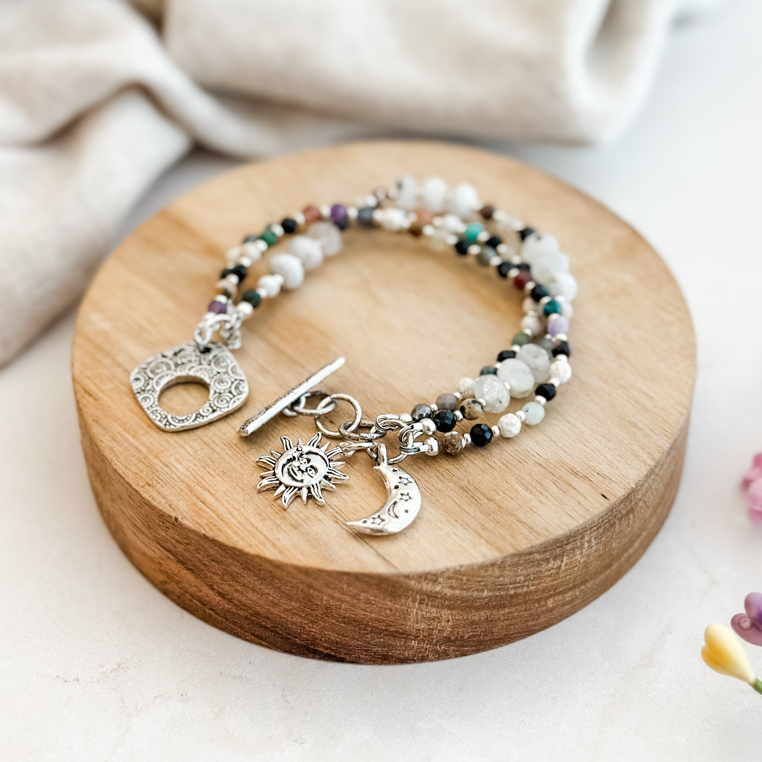 Sun Moonstone Multi Gemstone Bracelet