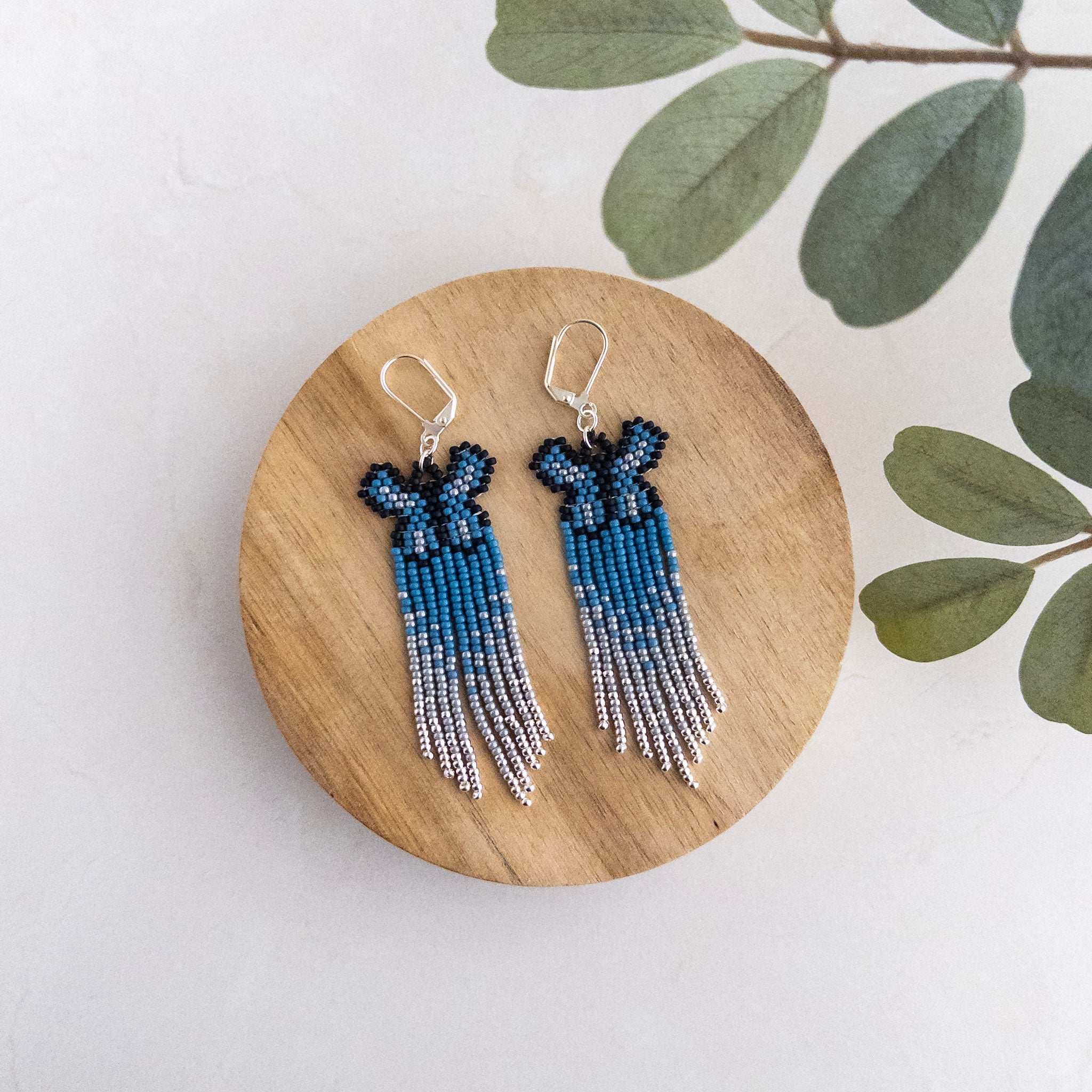 Blue Butterfly Fringe Earrings