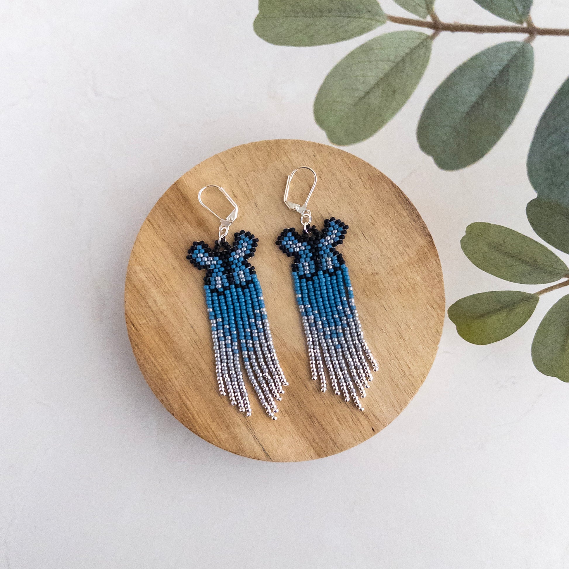 Blue Butterfly Fringe Earrings