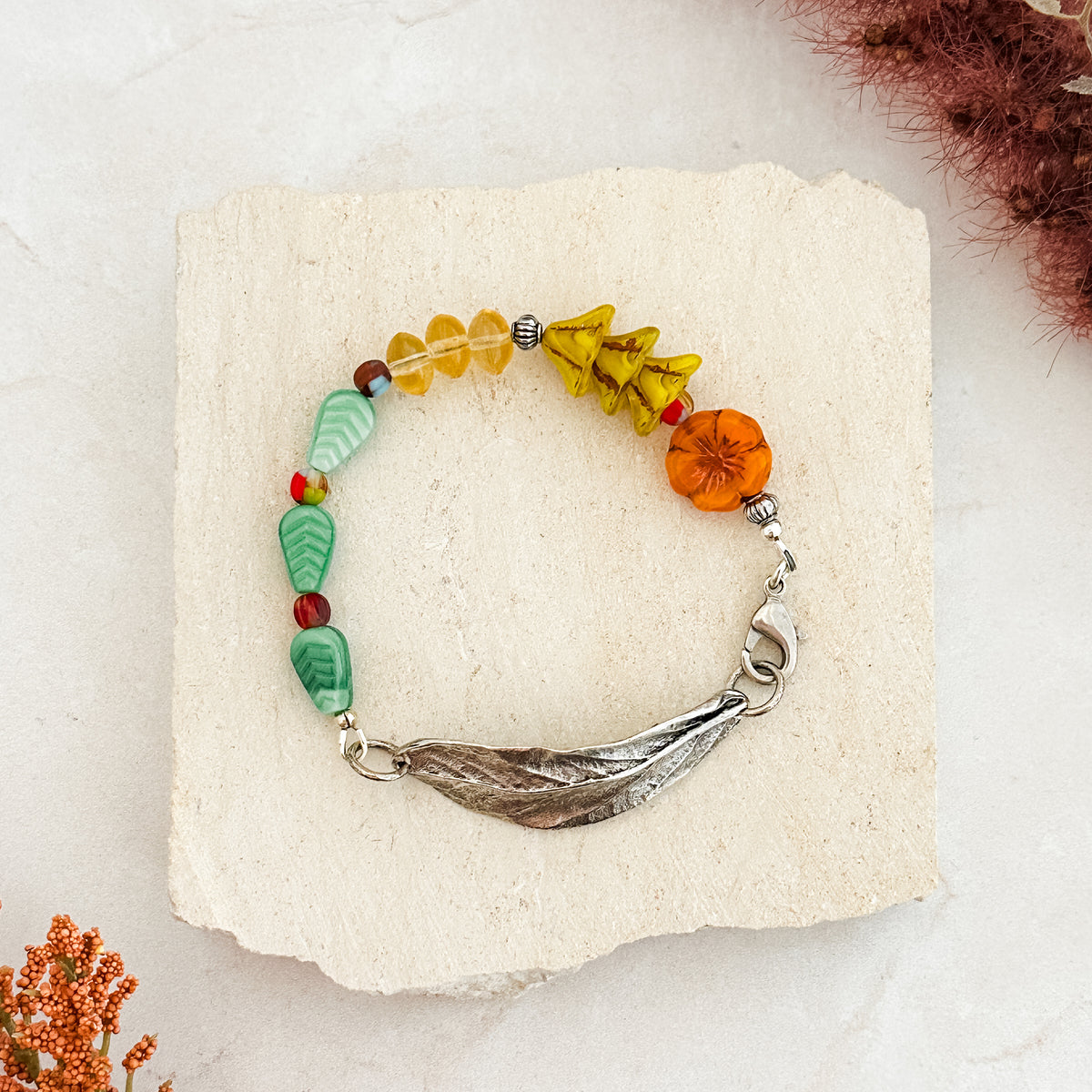 Silver Cuff Leaf Bracelet