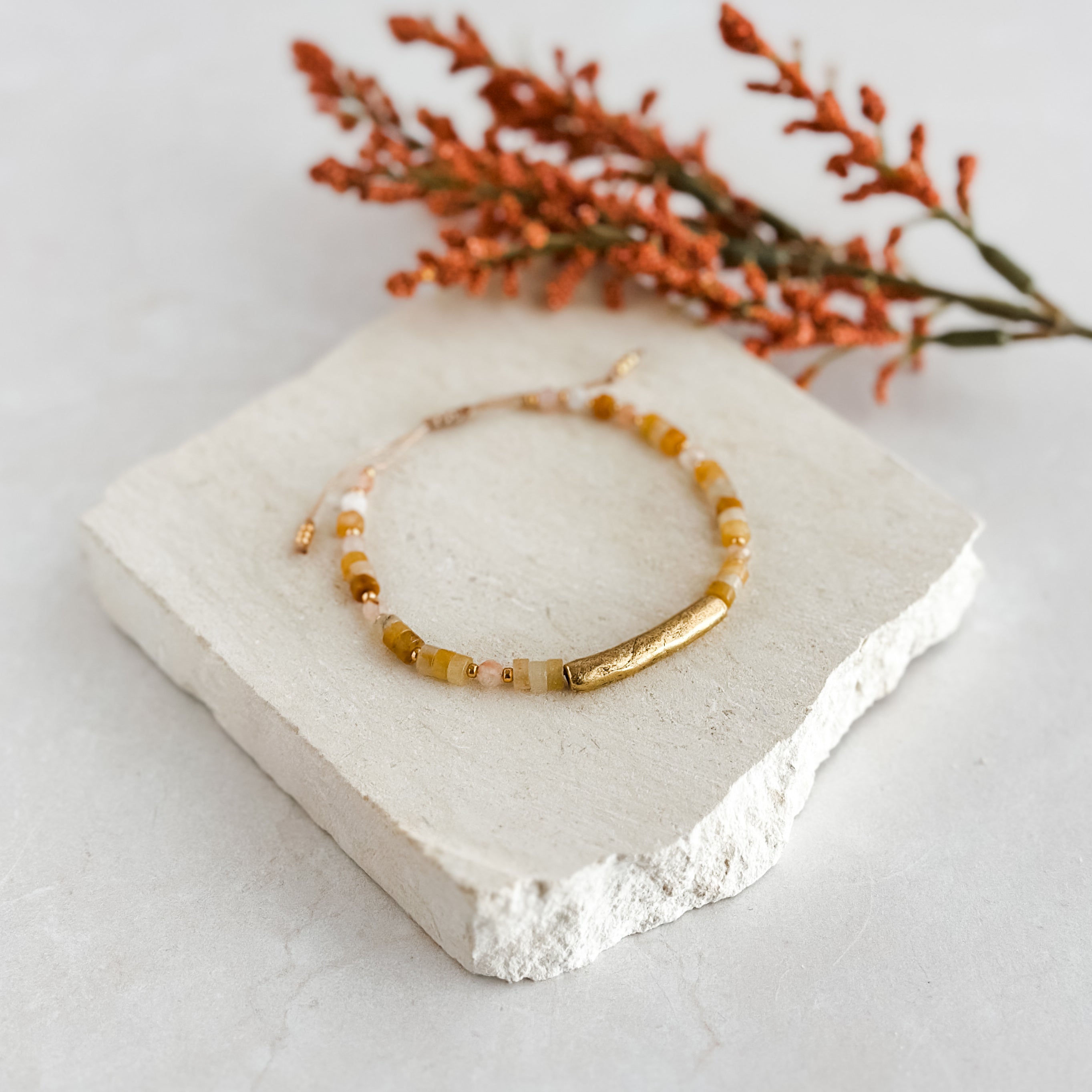 Yellow Jade Heishi Bracelet