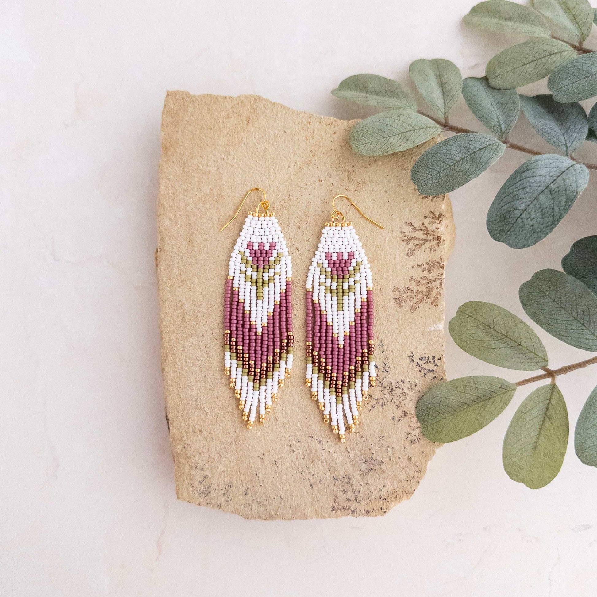 Lavender Tulip Fringe Earrings