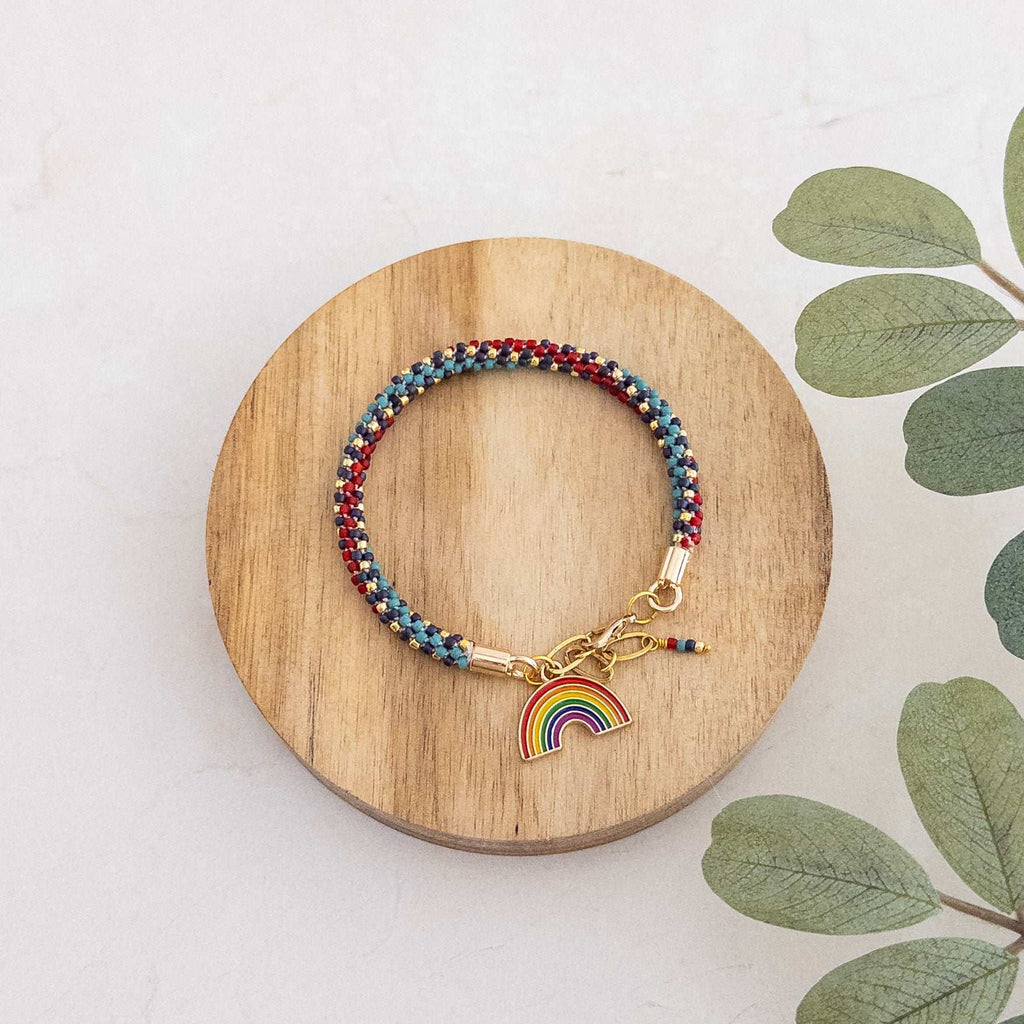 Rainbow Kumihimo Charm Bracelet