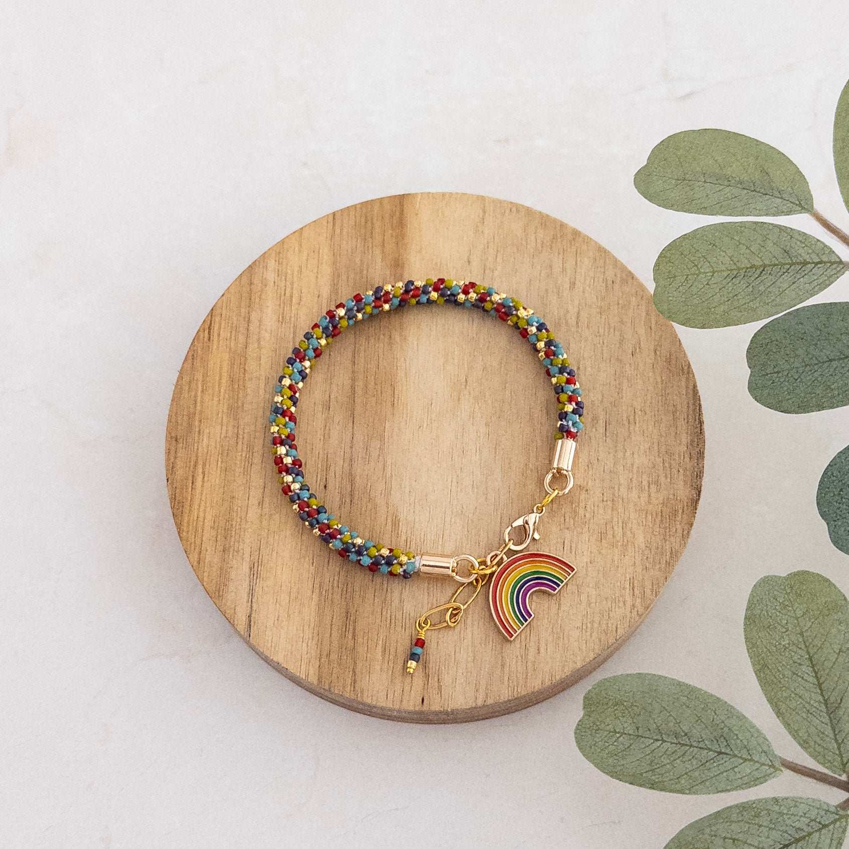 Rainbow Kumihimo Charm Bracelet