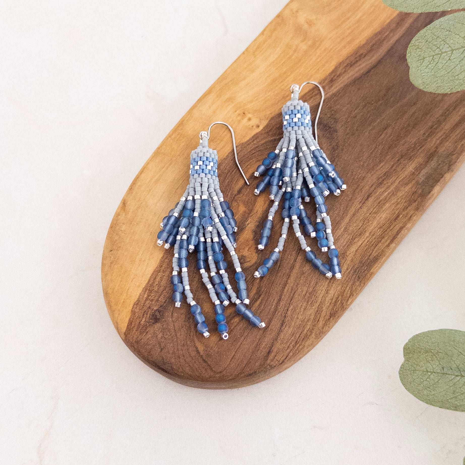 Raindrop Beaded Tassel Earrings
