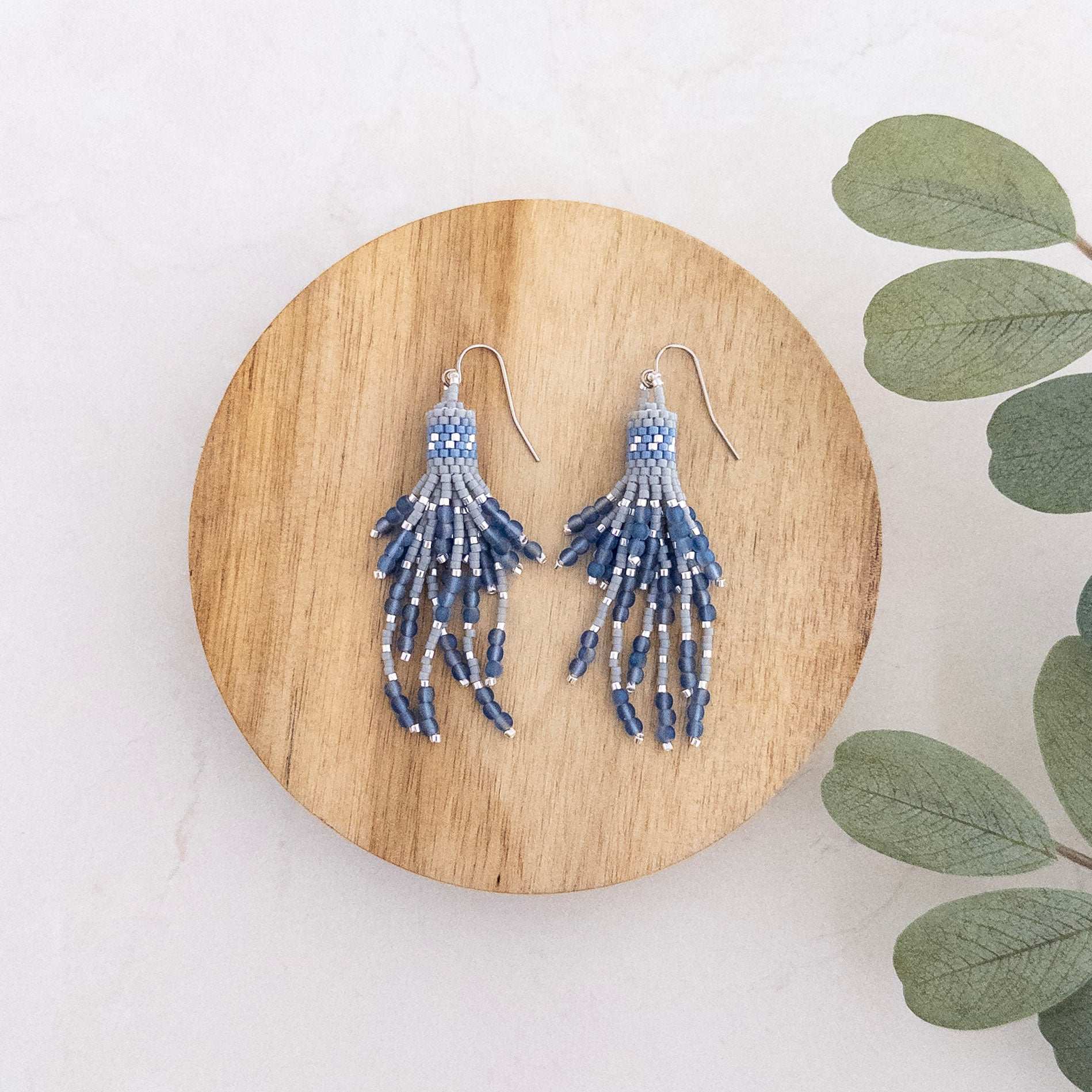 Raindrop Beaded Tassel Earrings