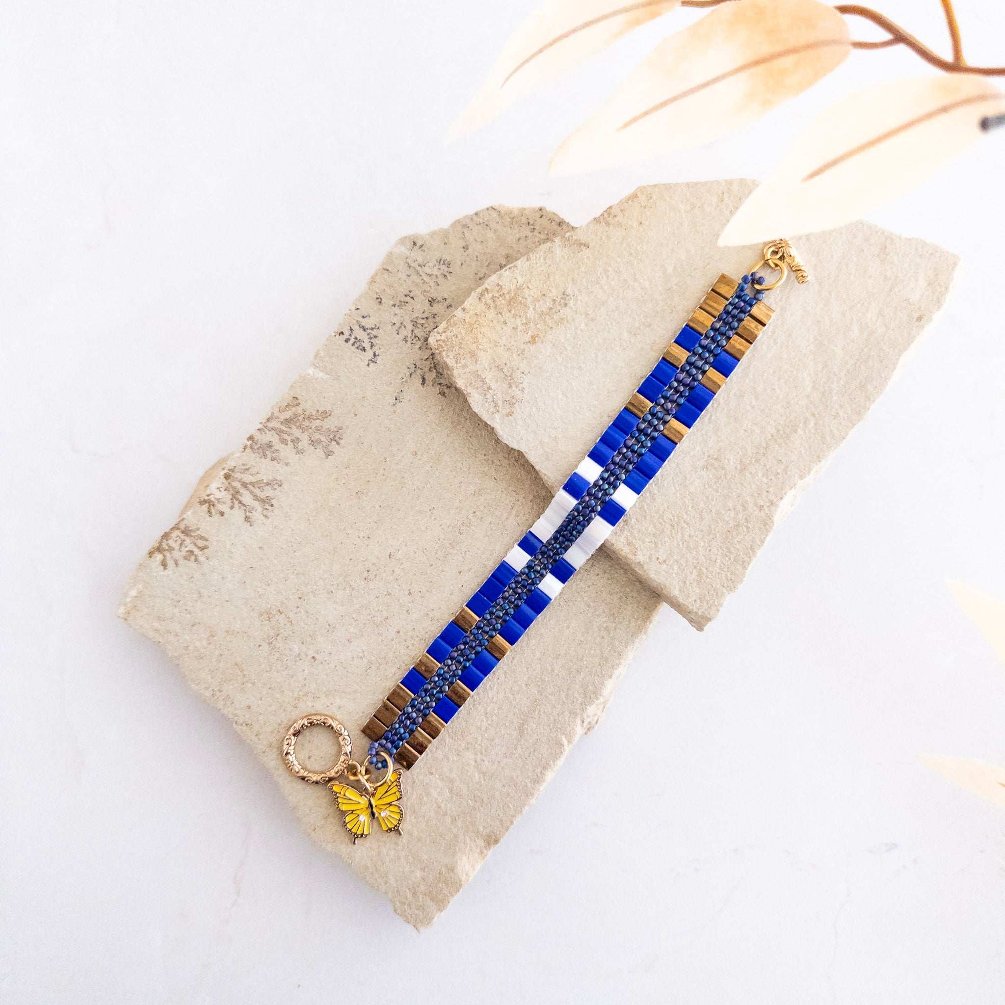 Yellow Butterfly Tila Bracelet