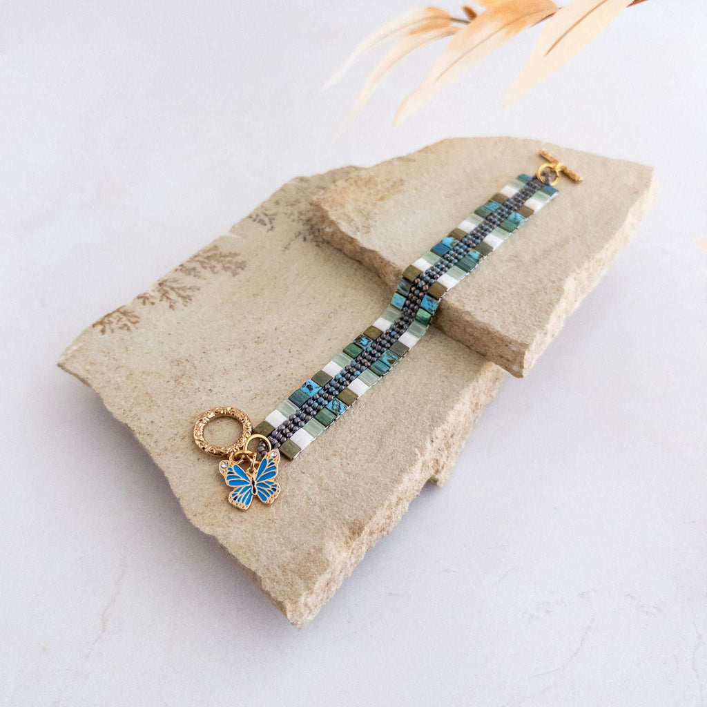Blue Butterfly Tila Bracelet