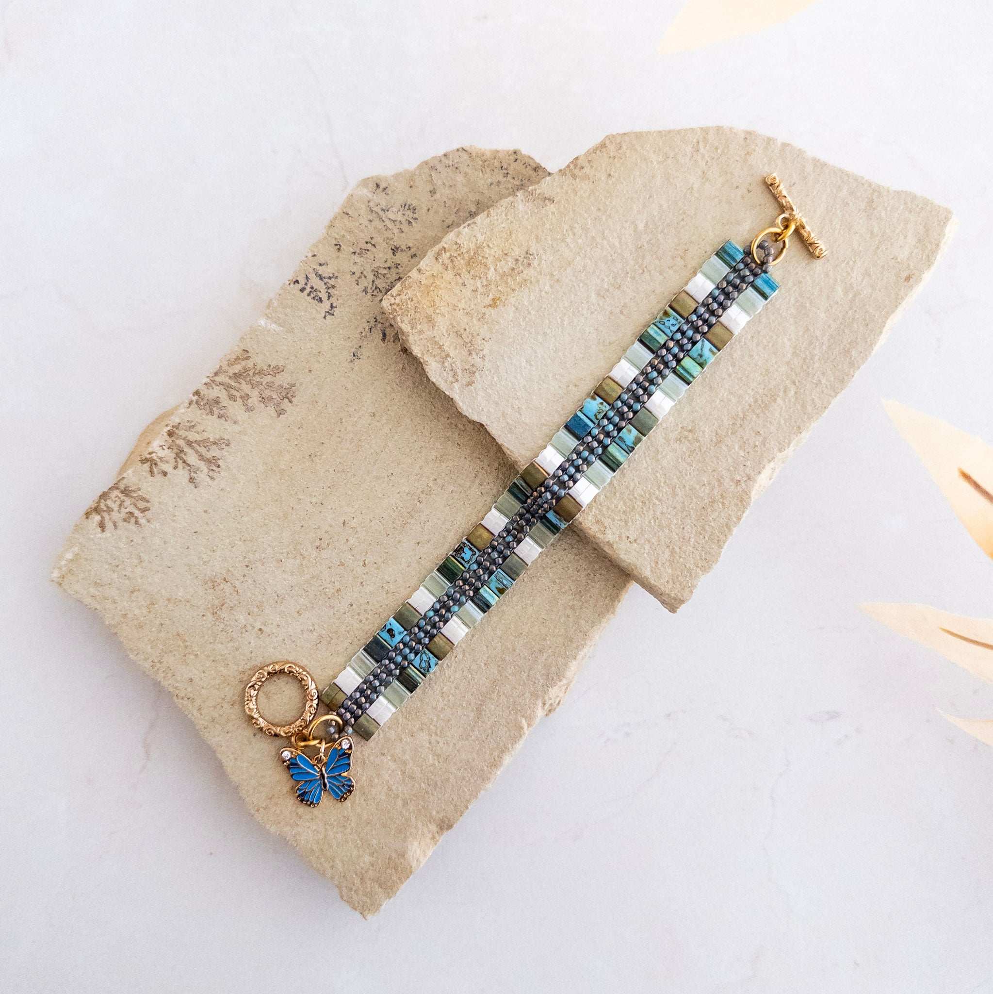 Blue Butterfly Tila Bracelet