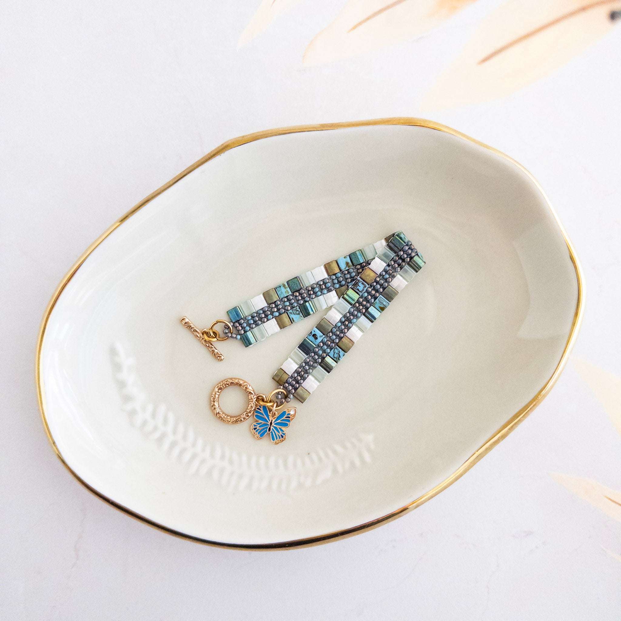 Blue Butterfly Tila Bracelet