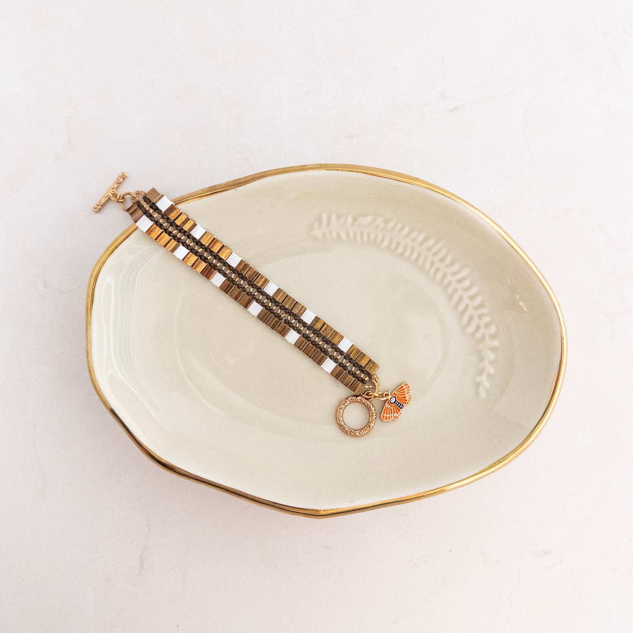 Orange Moth Tila Bracelet