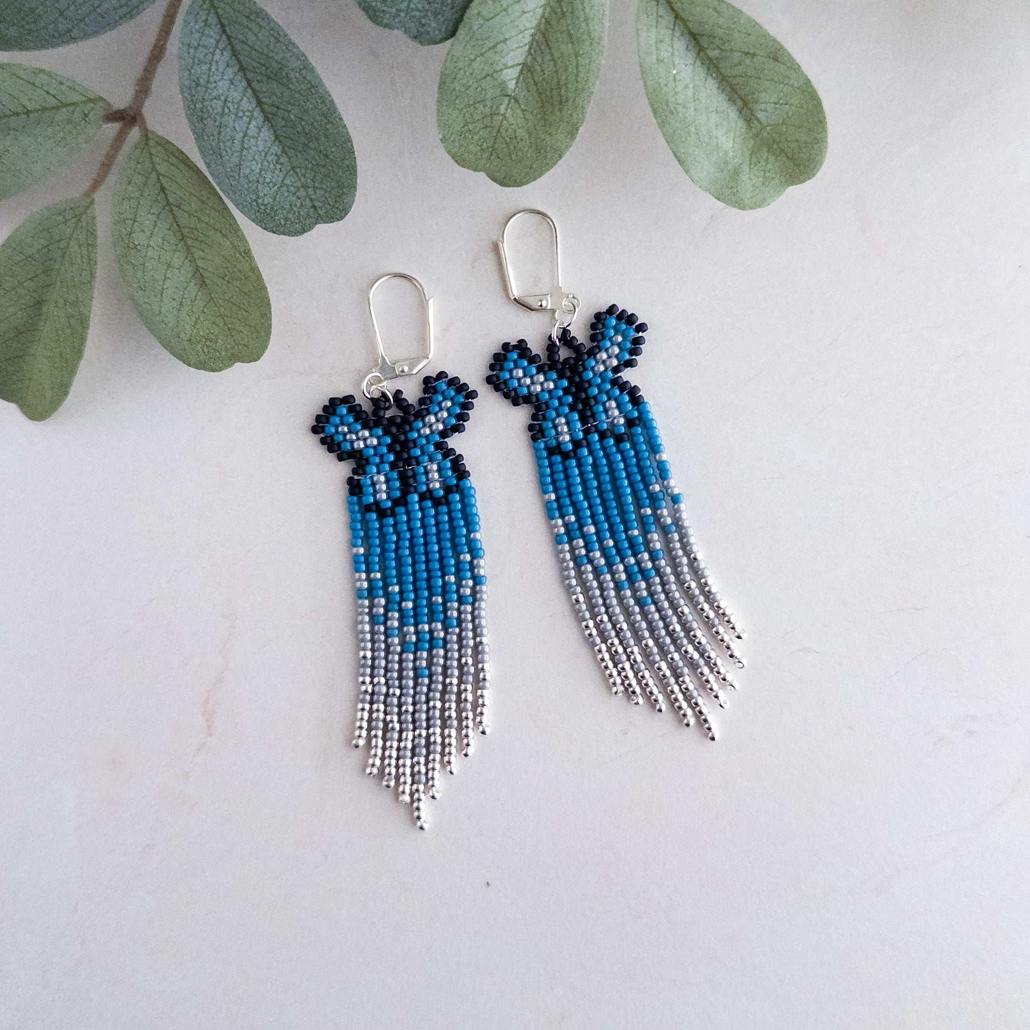 Blue Butterfly Fringe Earrings