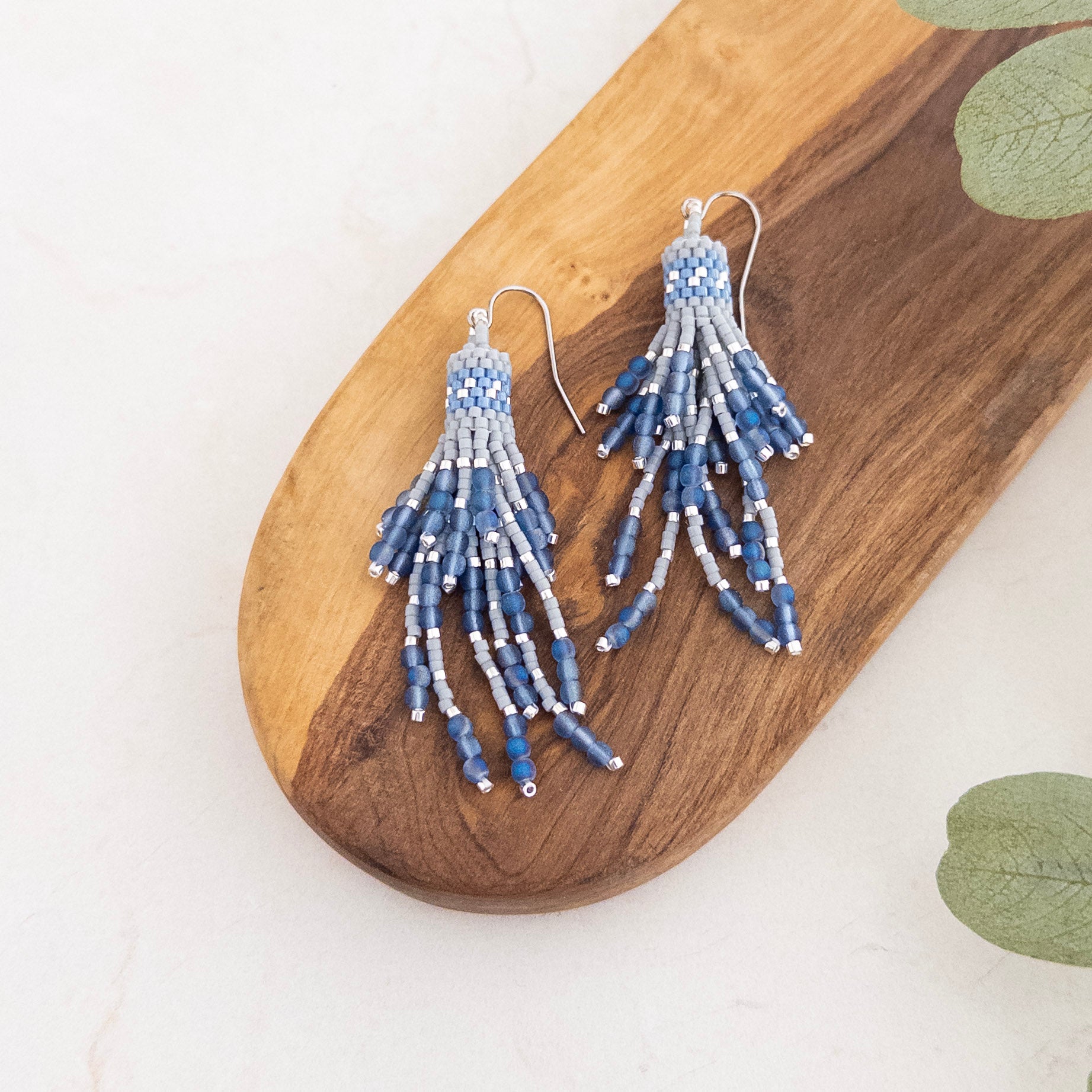 Raindrop Beaded Tassel Earrings