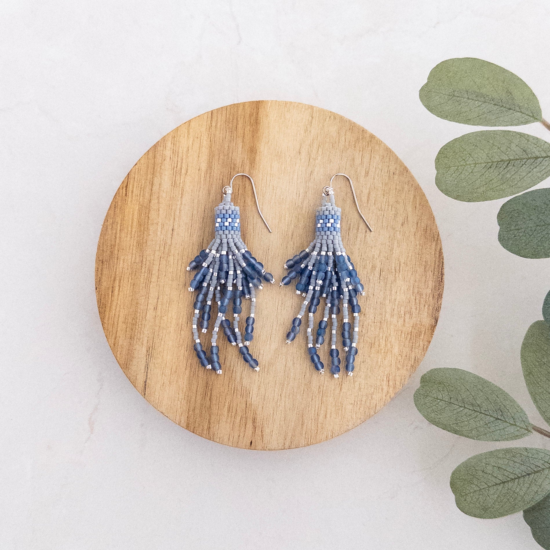 Raindrop Beaded Tassel Earrings