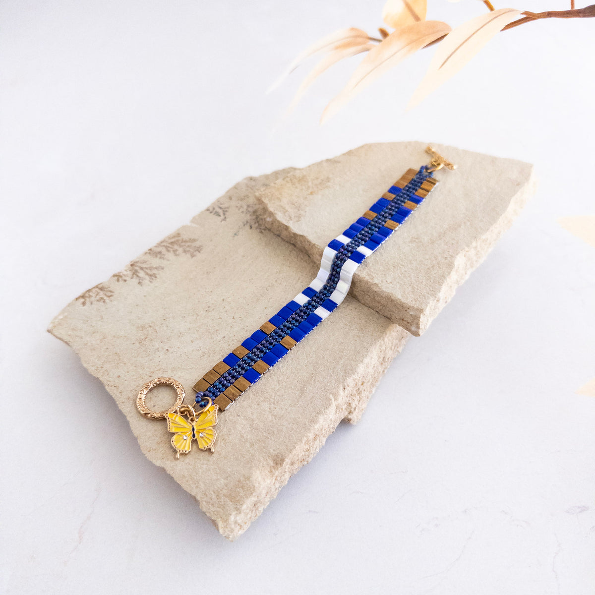 Yellow Butterfly Tila Bracelet