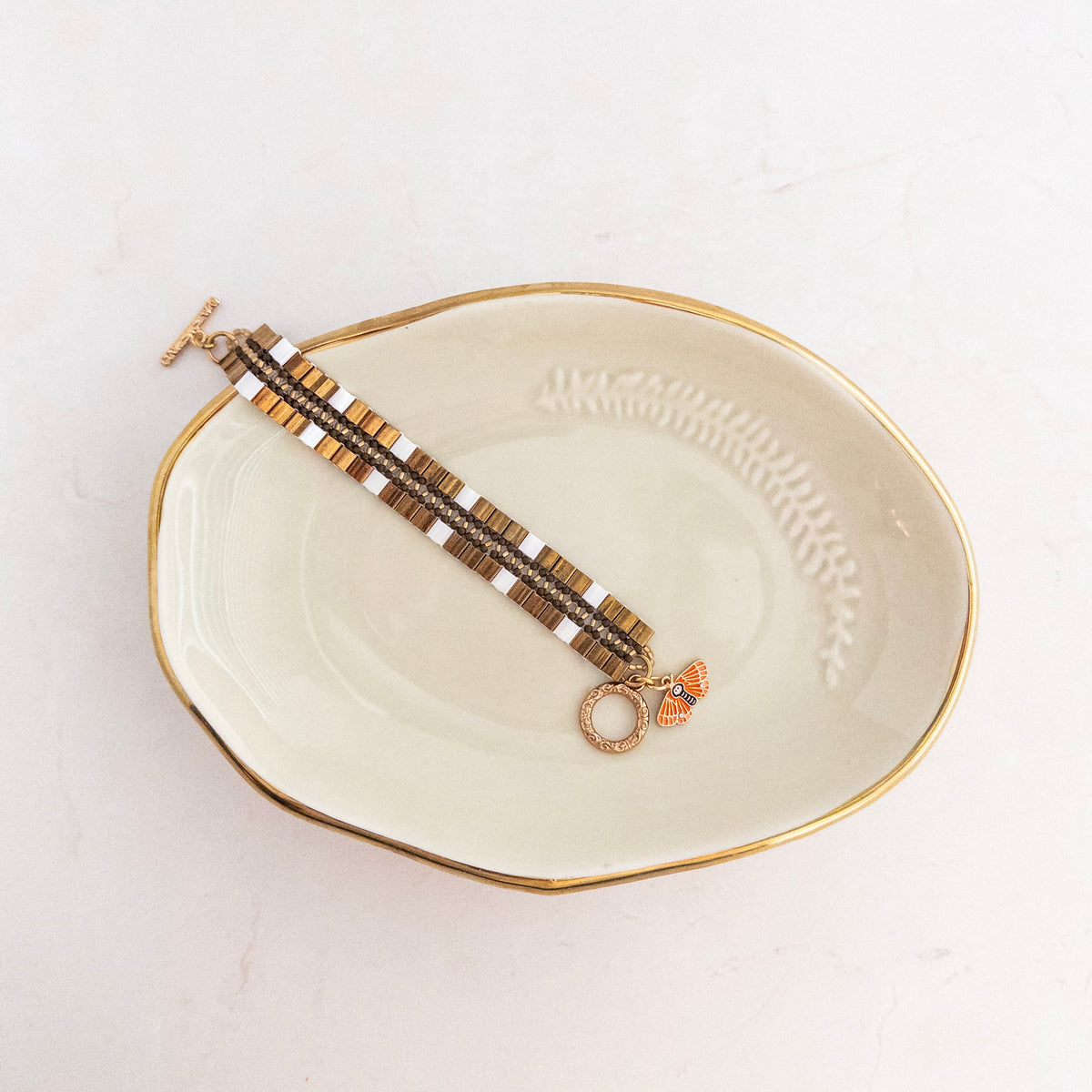 Orange Moth Tila Bracelet
