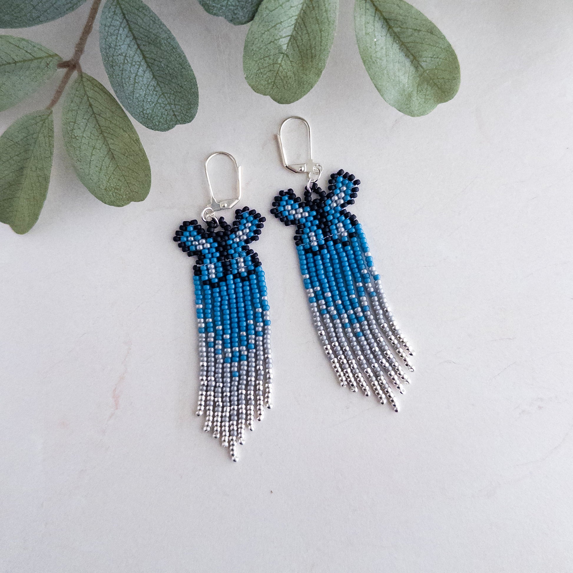Blue Butterfly Fringe Earrings