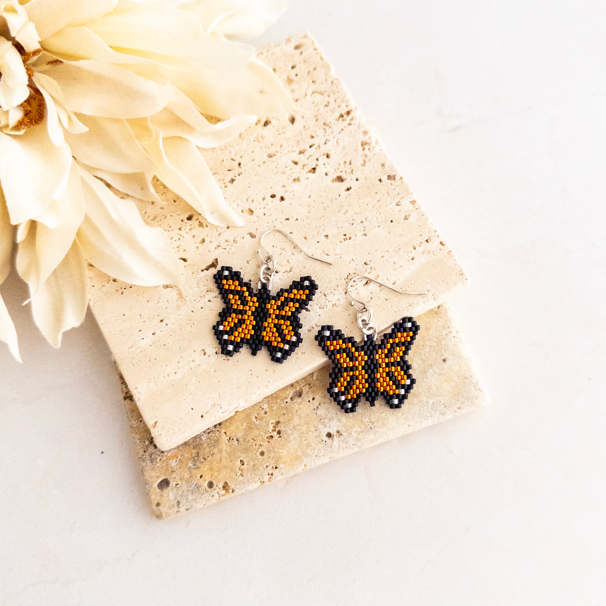 Beaded Monarch Butterfly Earrings