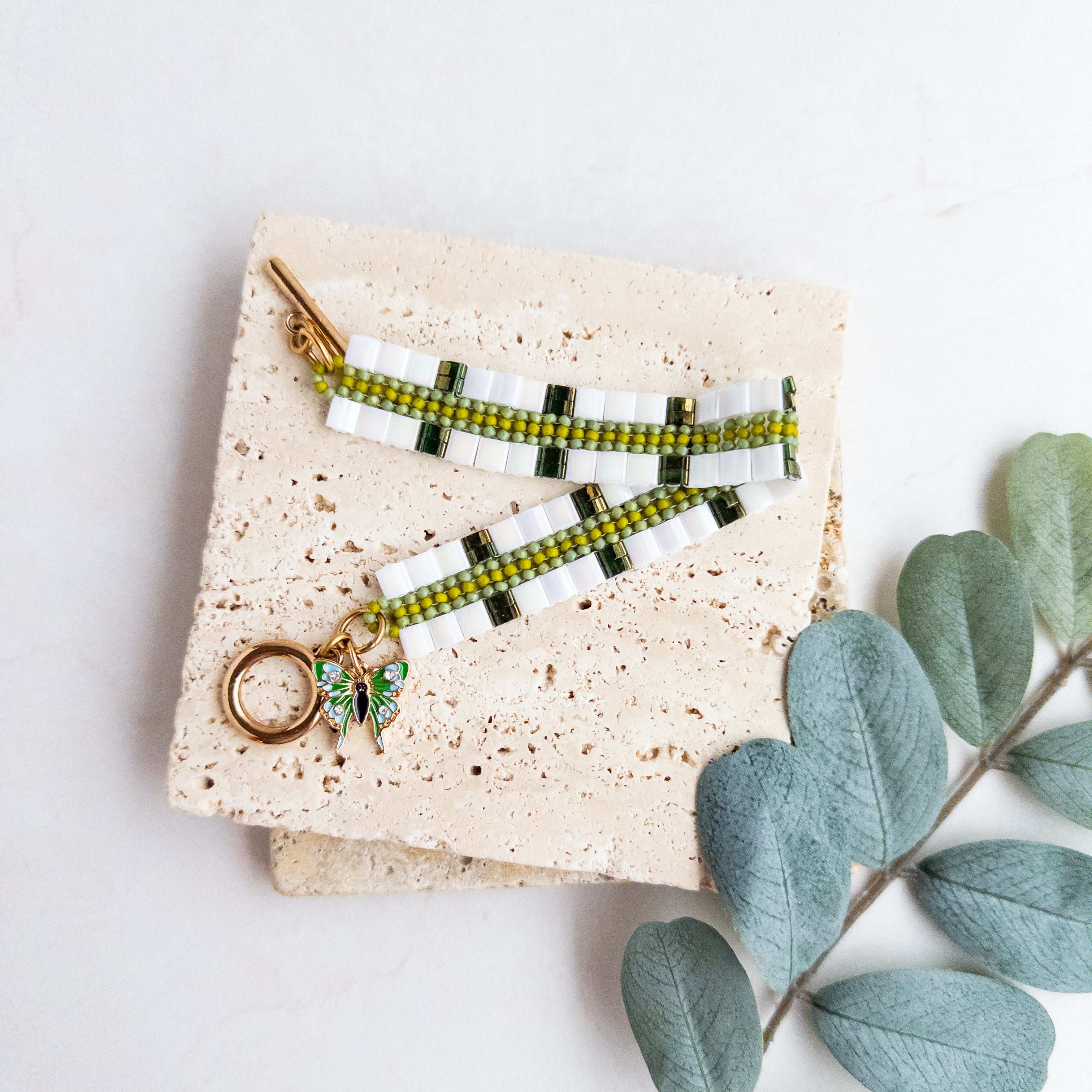 Green Butterfly Tila Bracelet