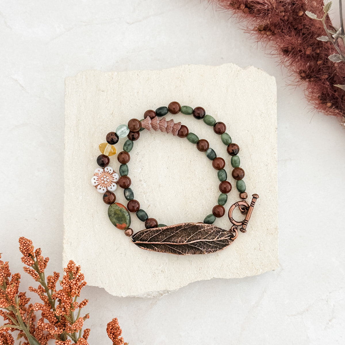 Double Wrap Leaf Bracelet