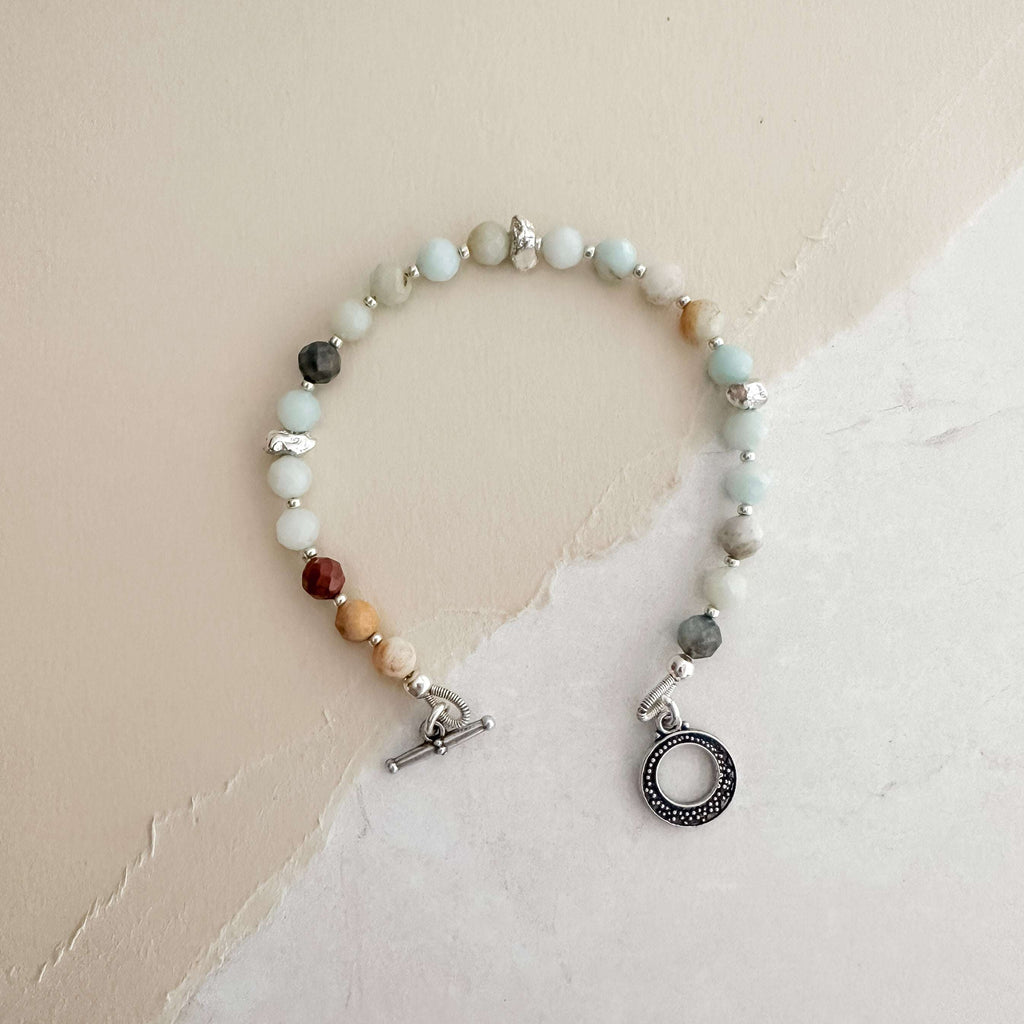 Black Gold Amazonite Silver Bracelet