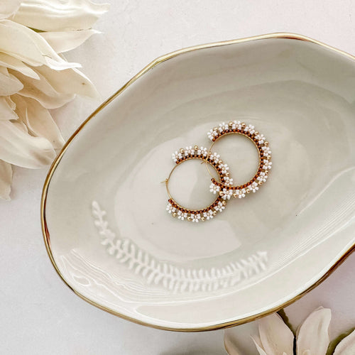 Beaded Daisy Hoop Earrings