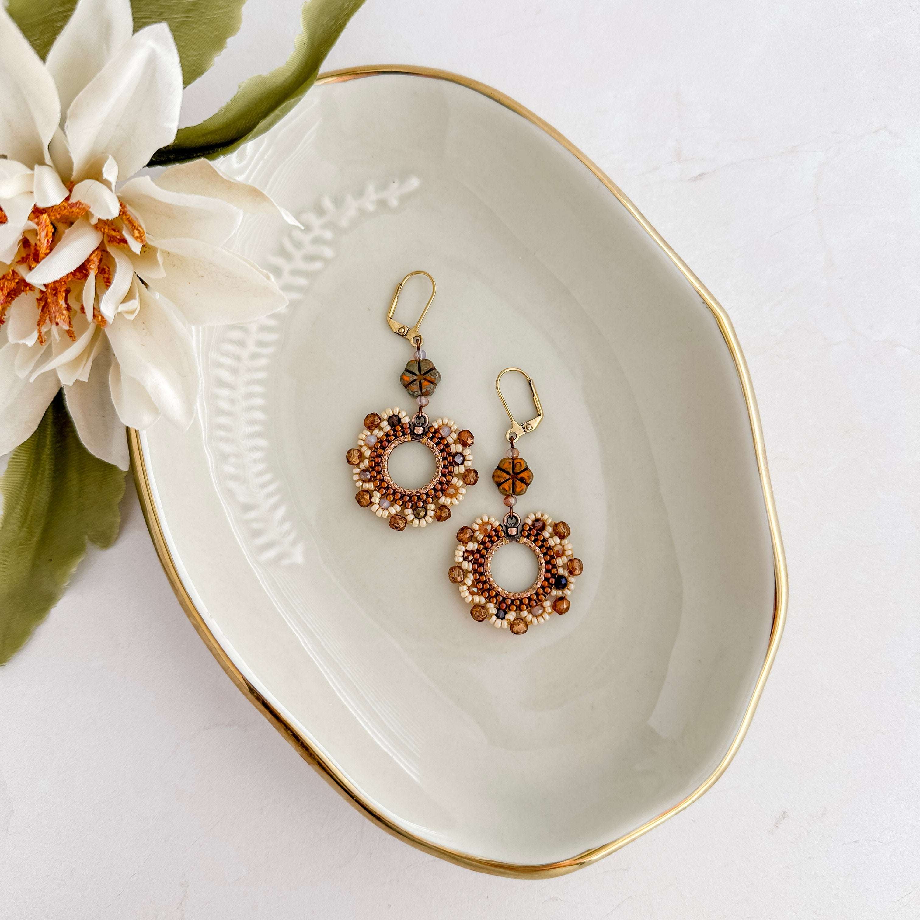 Harvest Copper Wreath Dangle Earrings