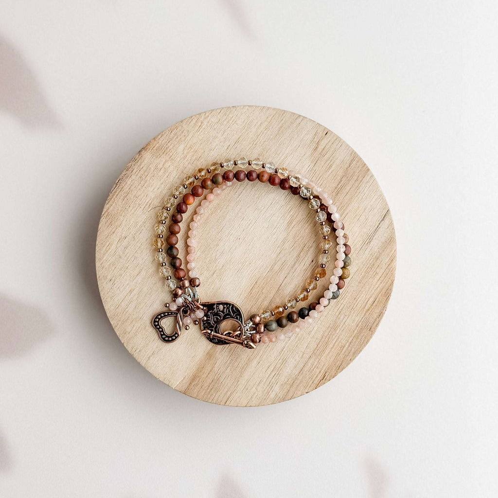 Copper Heart Citrine Gemstone Bracelet