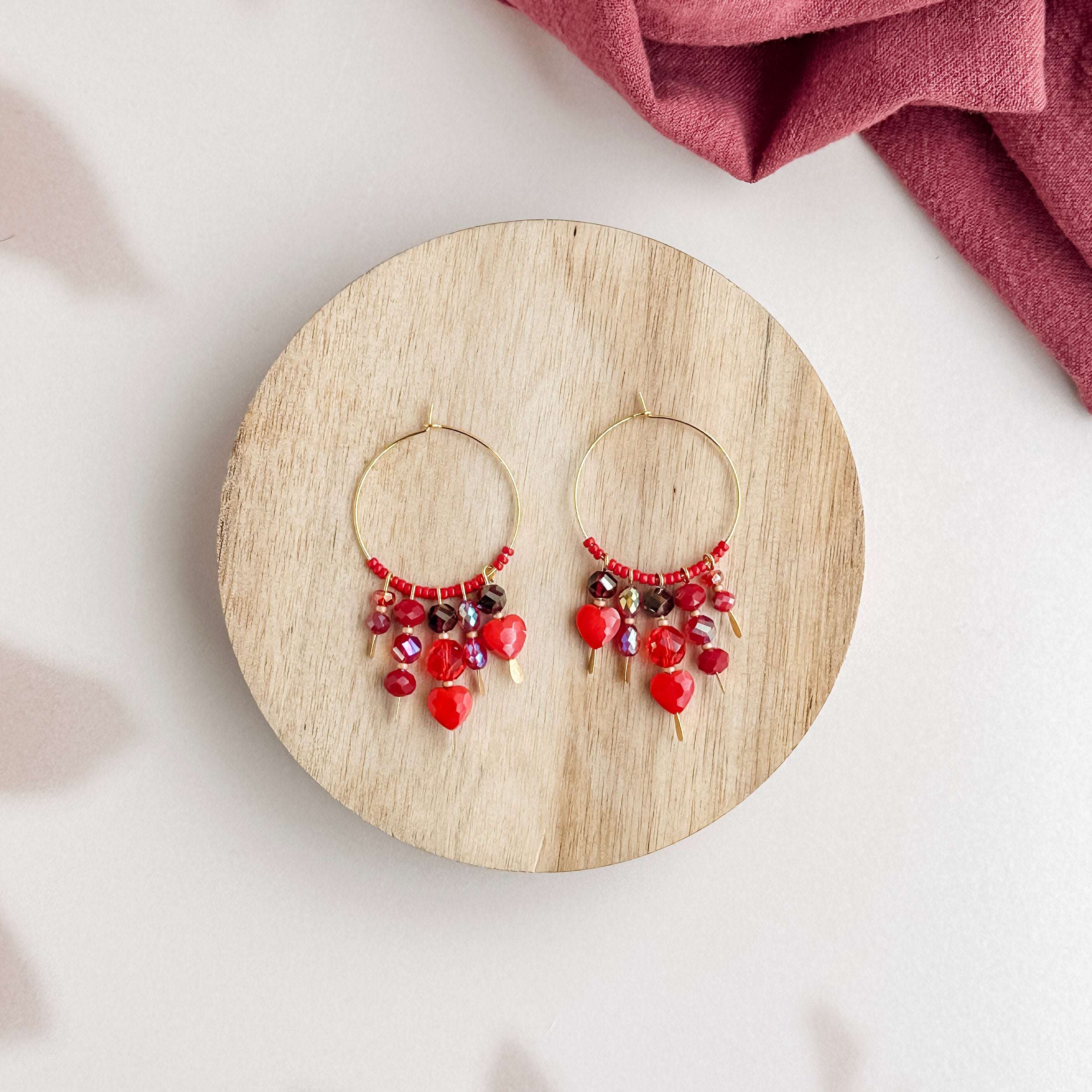 Hoop Heart Charm Earrings