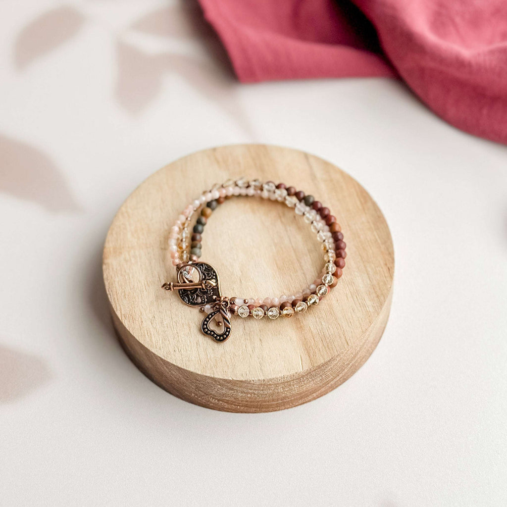 Copper Heart Citrine Gemstone Bracelet