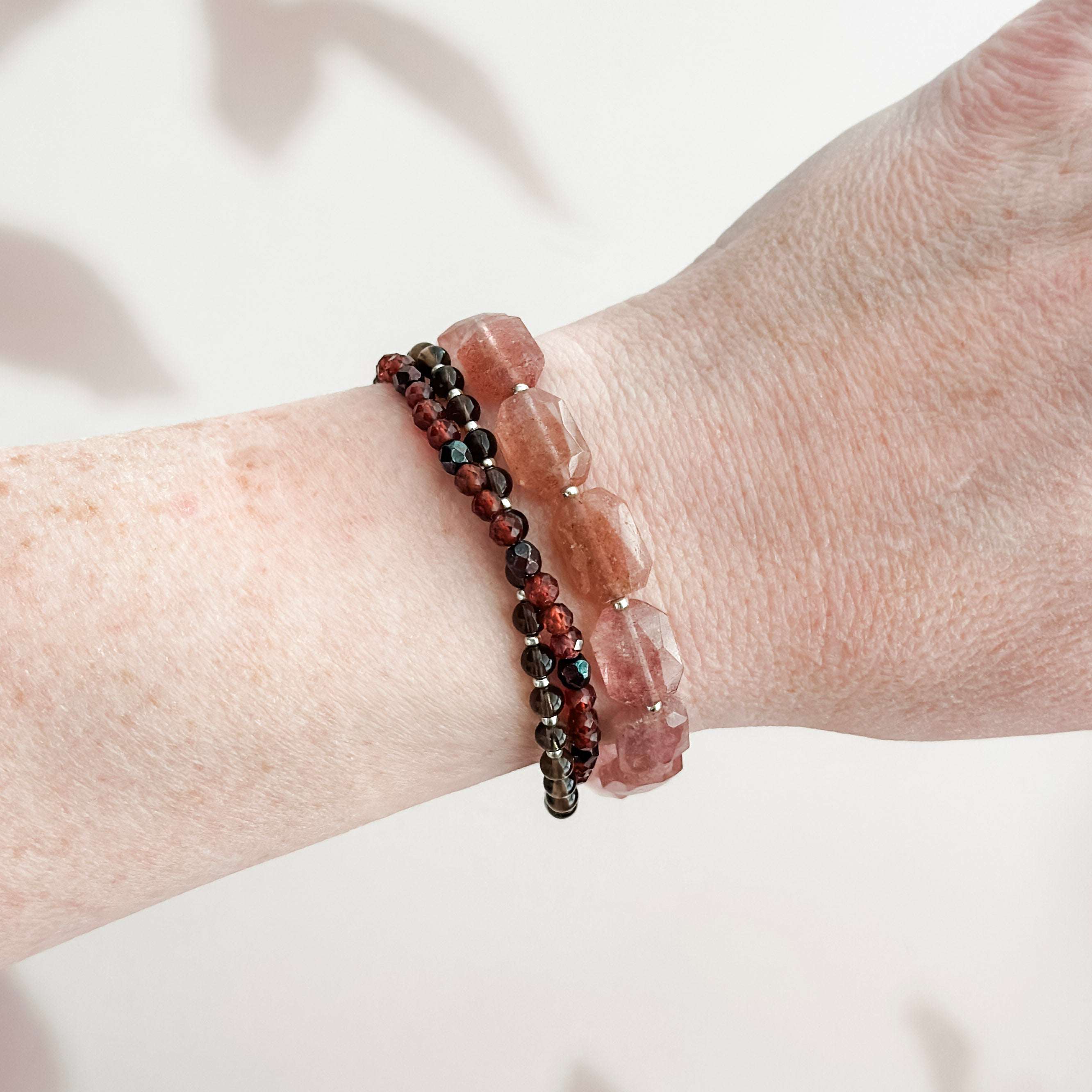 Layered Strawberry Quartz Gemstone Bracelet