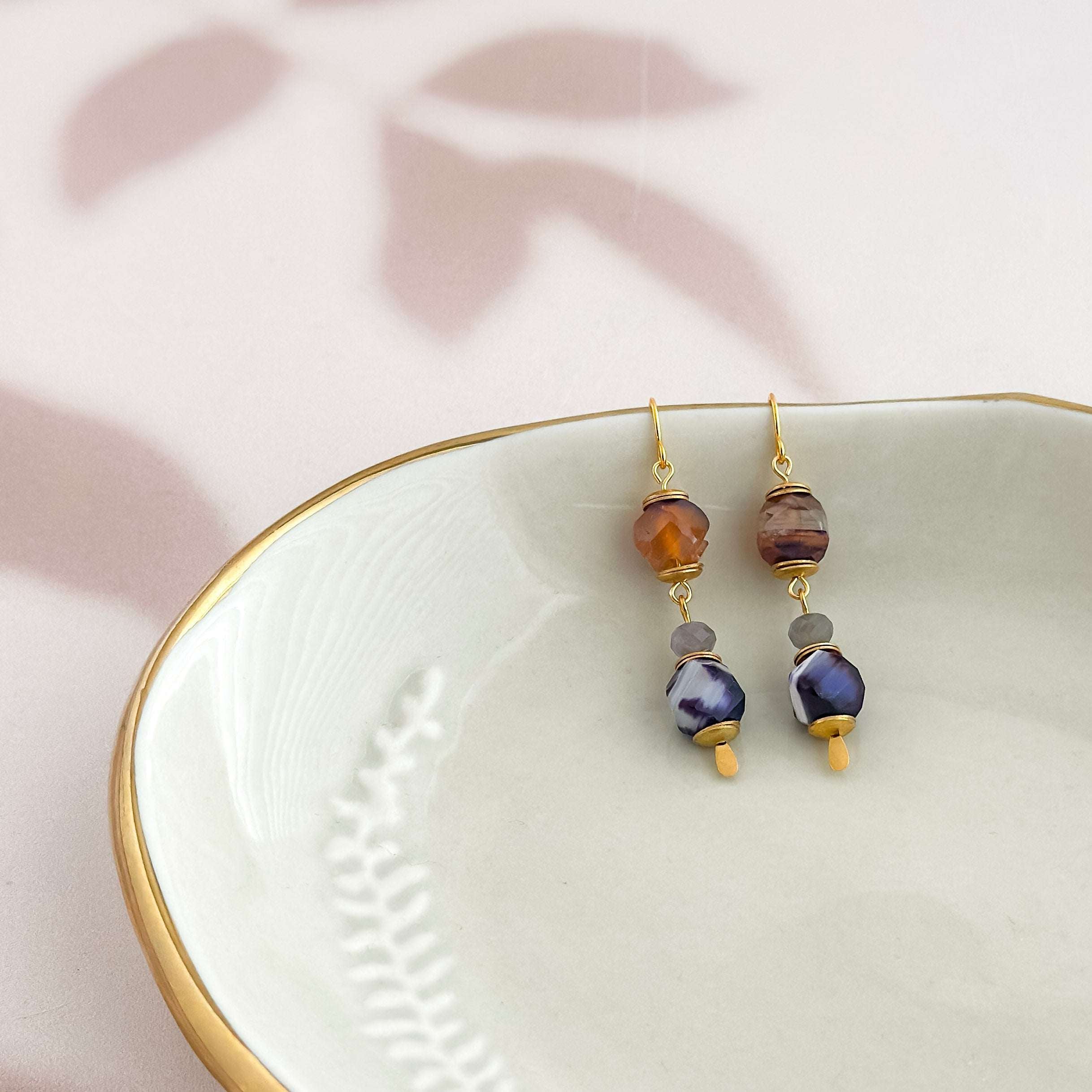 Purple Fluorite Gemstone Earrings