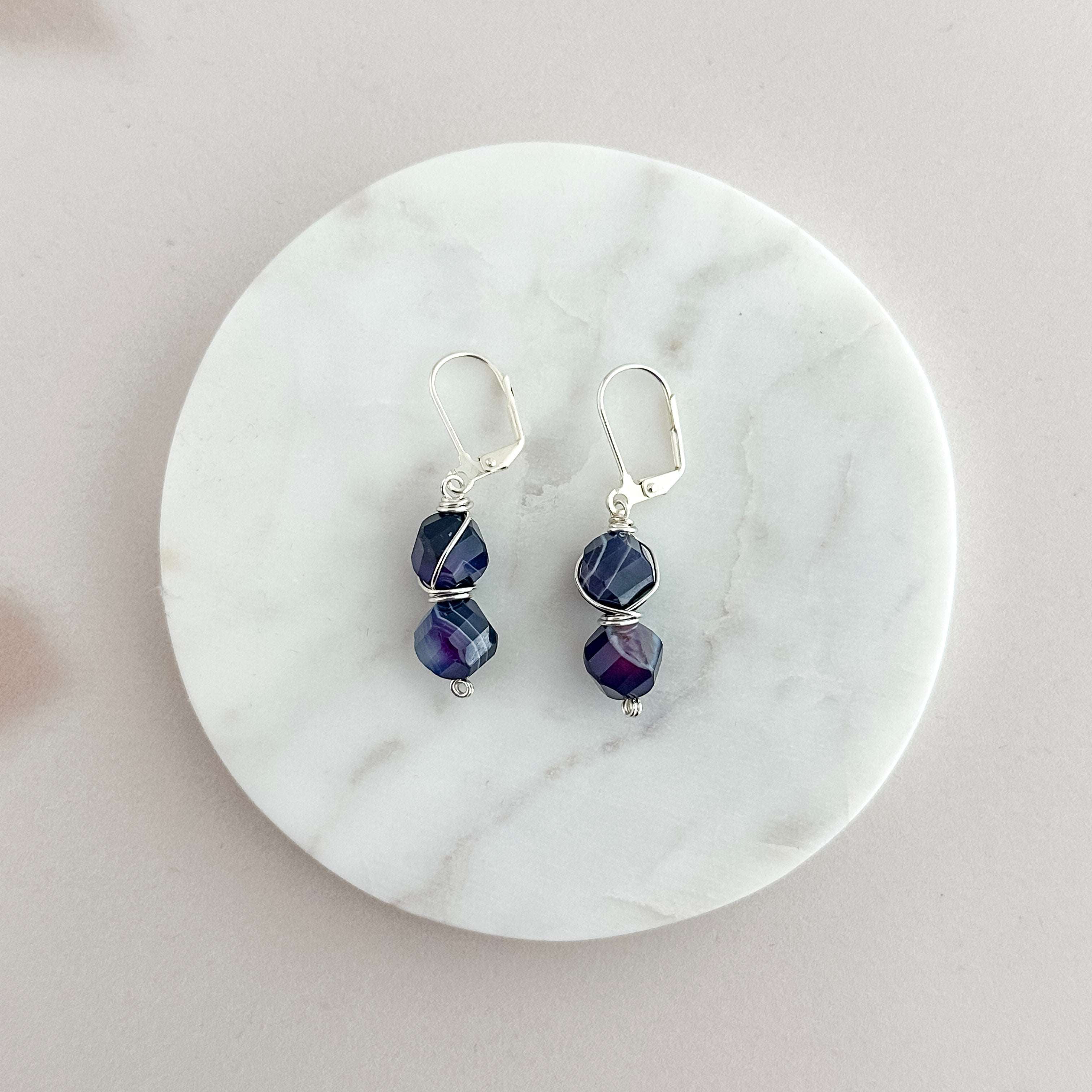 Purple Fluorite Double Drop Earrings