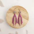 Purple Floral Fringe Earrings