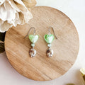 Spring Green Lampwork Heart Earrings