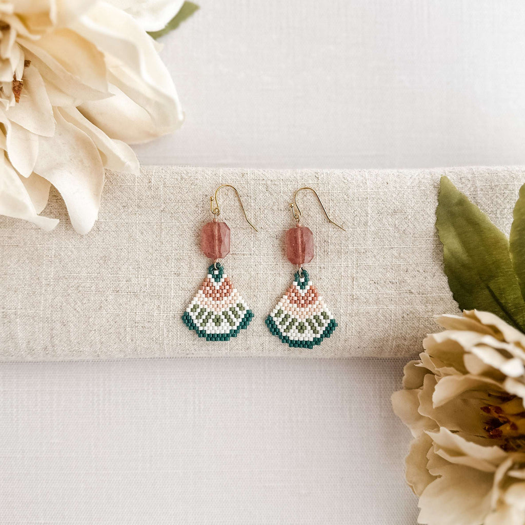 Vintage Gemstone Fan Earrings