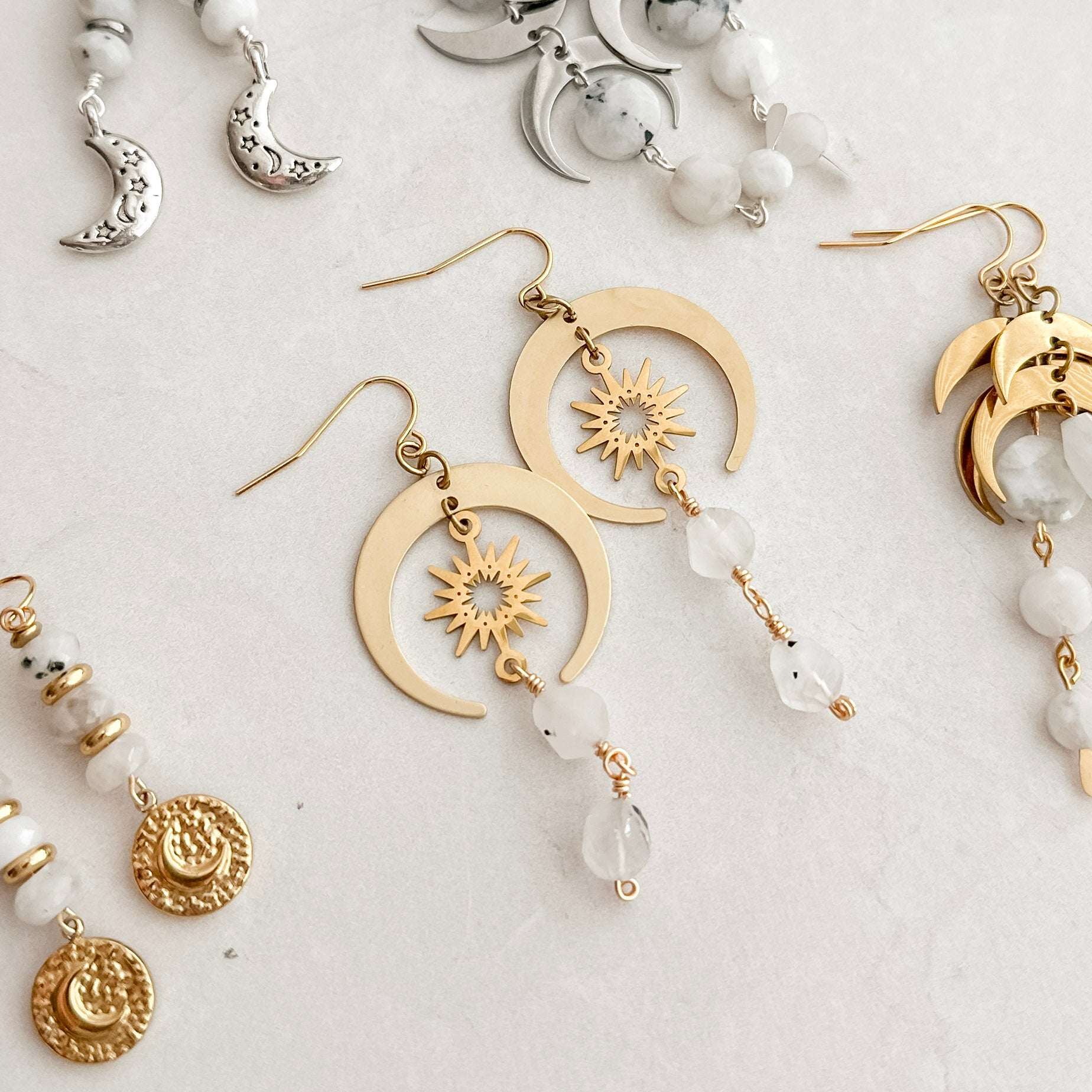 Sun Moonstone Earrings