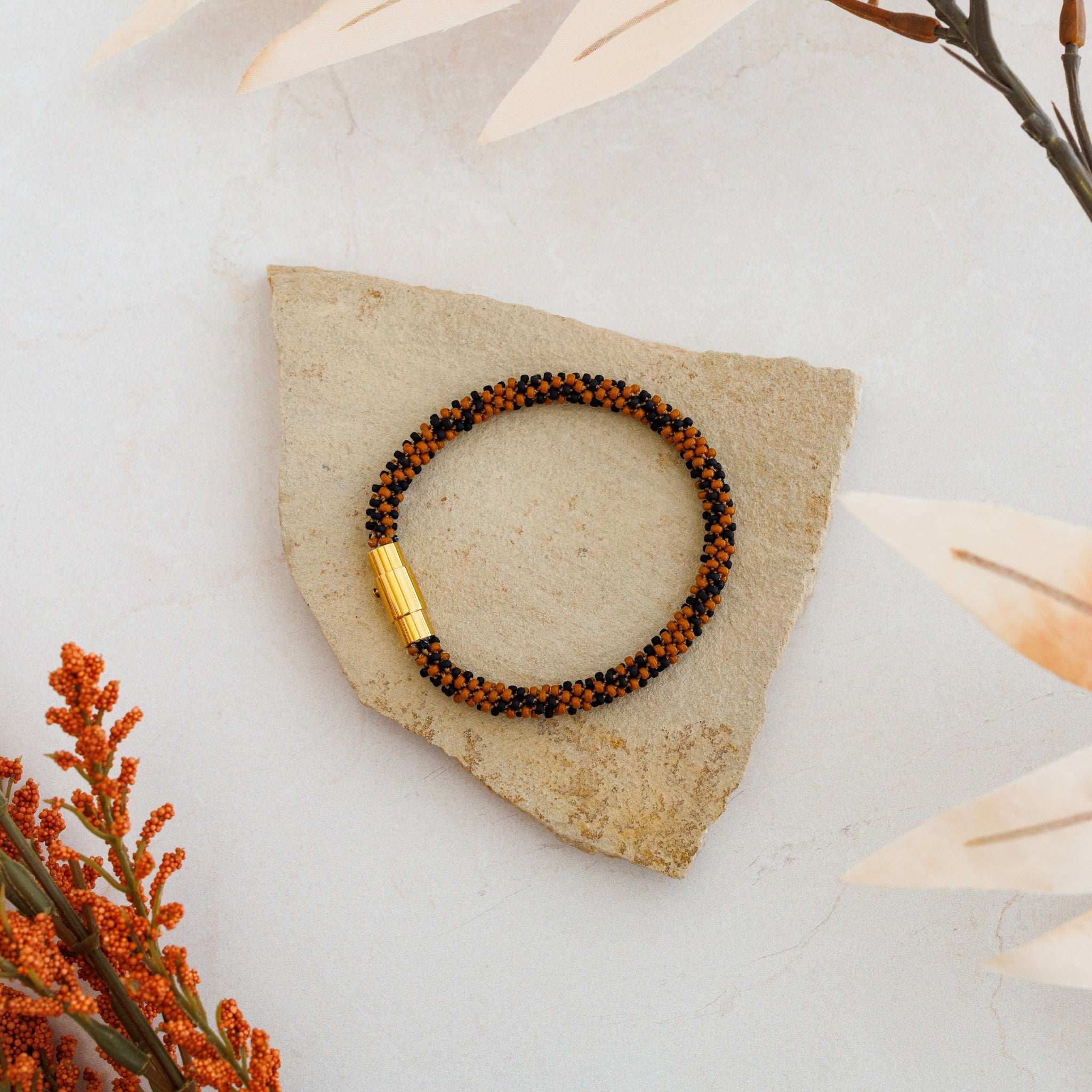 Tiger Stripe Kumihimo Bracelet