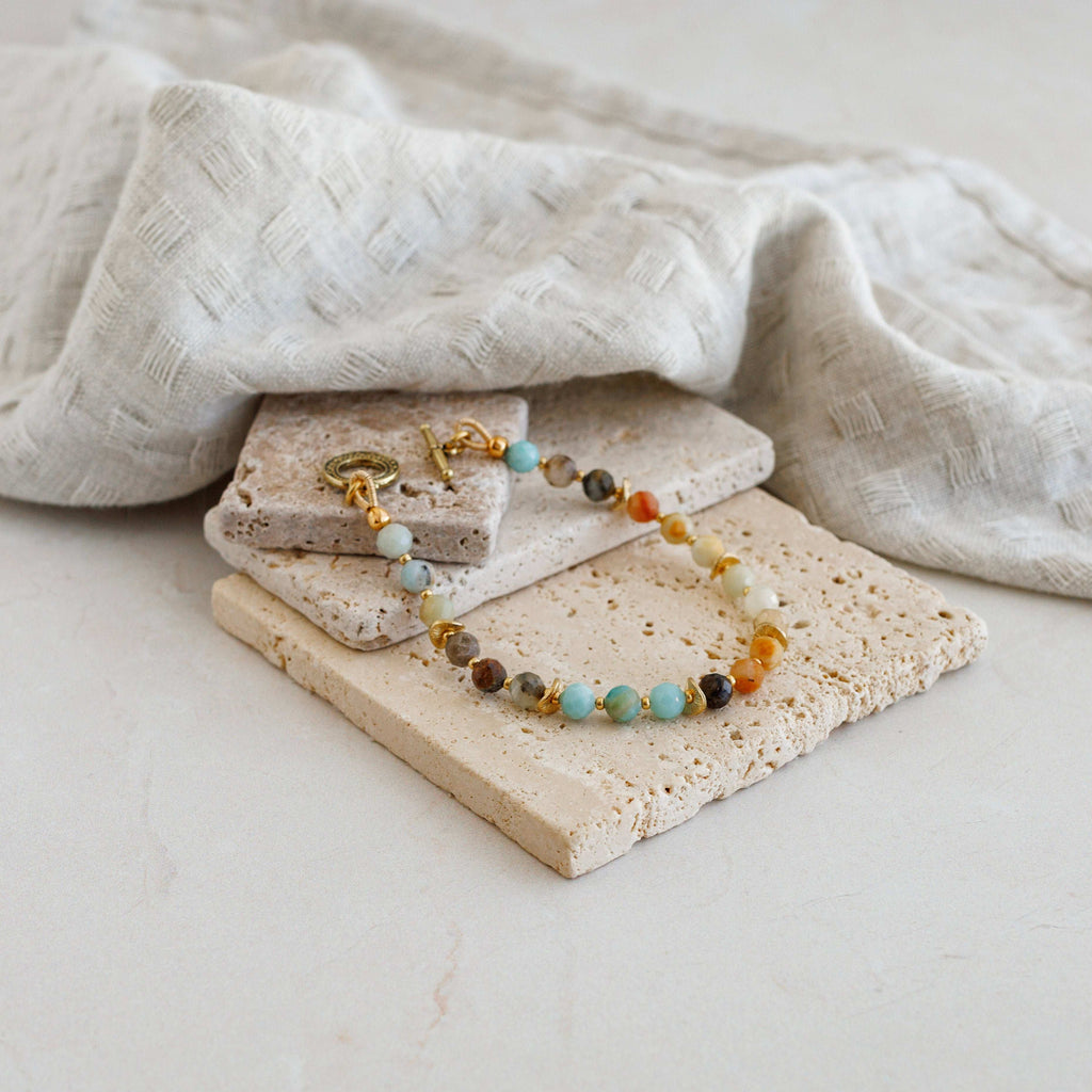 Black Gold Amazonite Gold Bracelet
