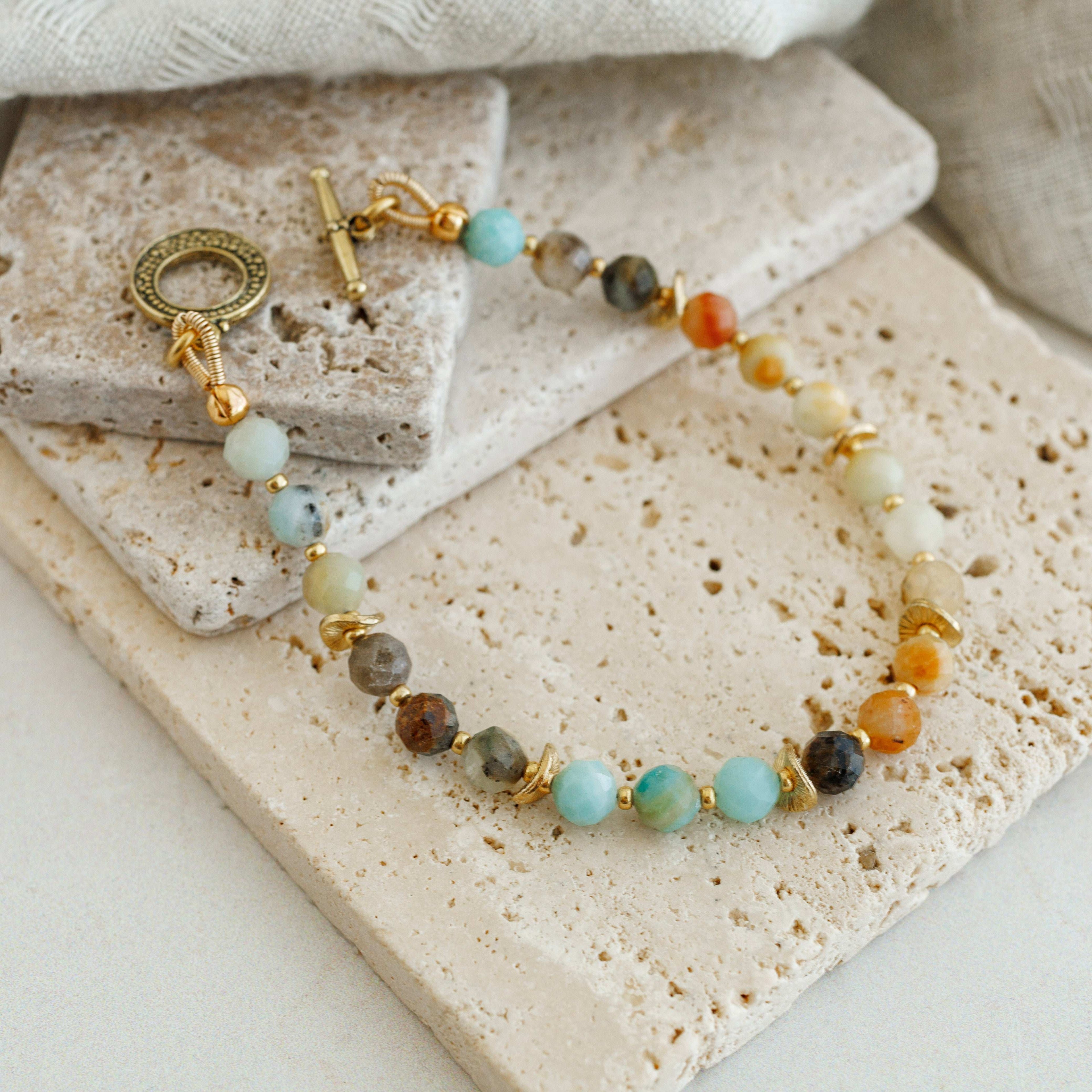 Black Gold Amazonite Gold Bracelet