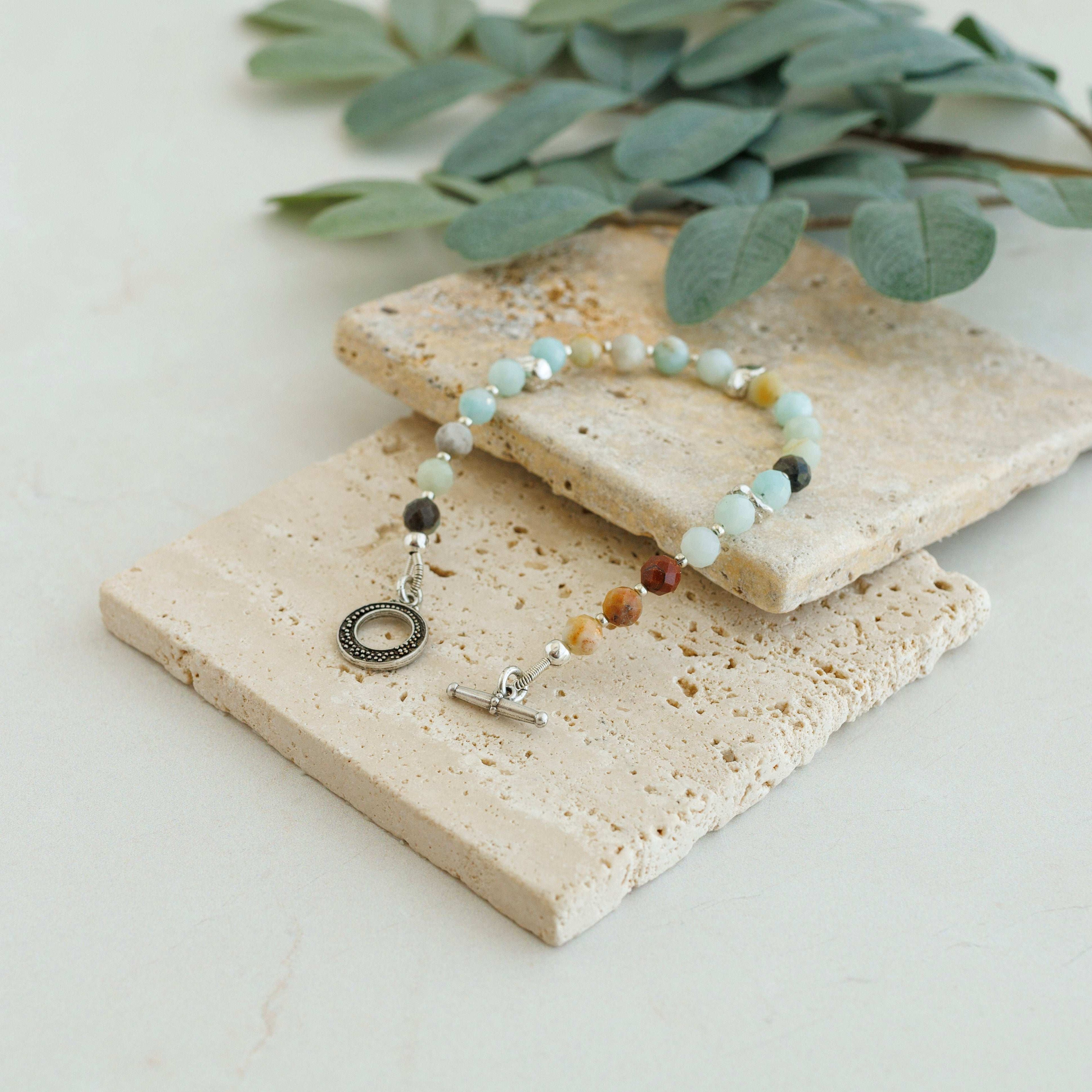 Black Gold Amazonite Silver Bracelet