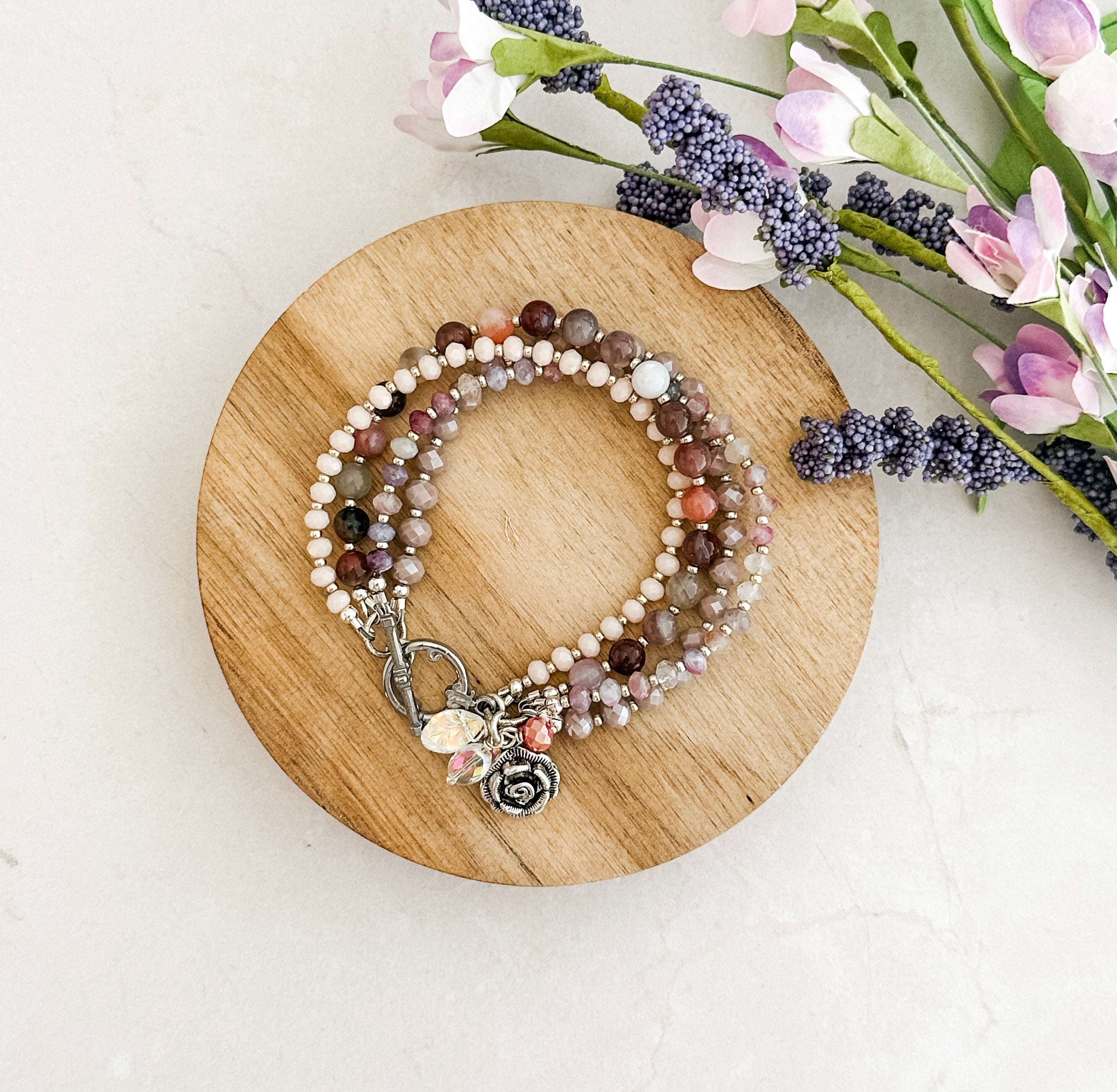Multi Gemstone Rose Bracelet