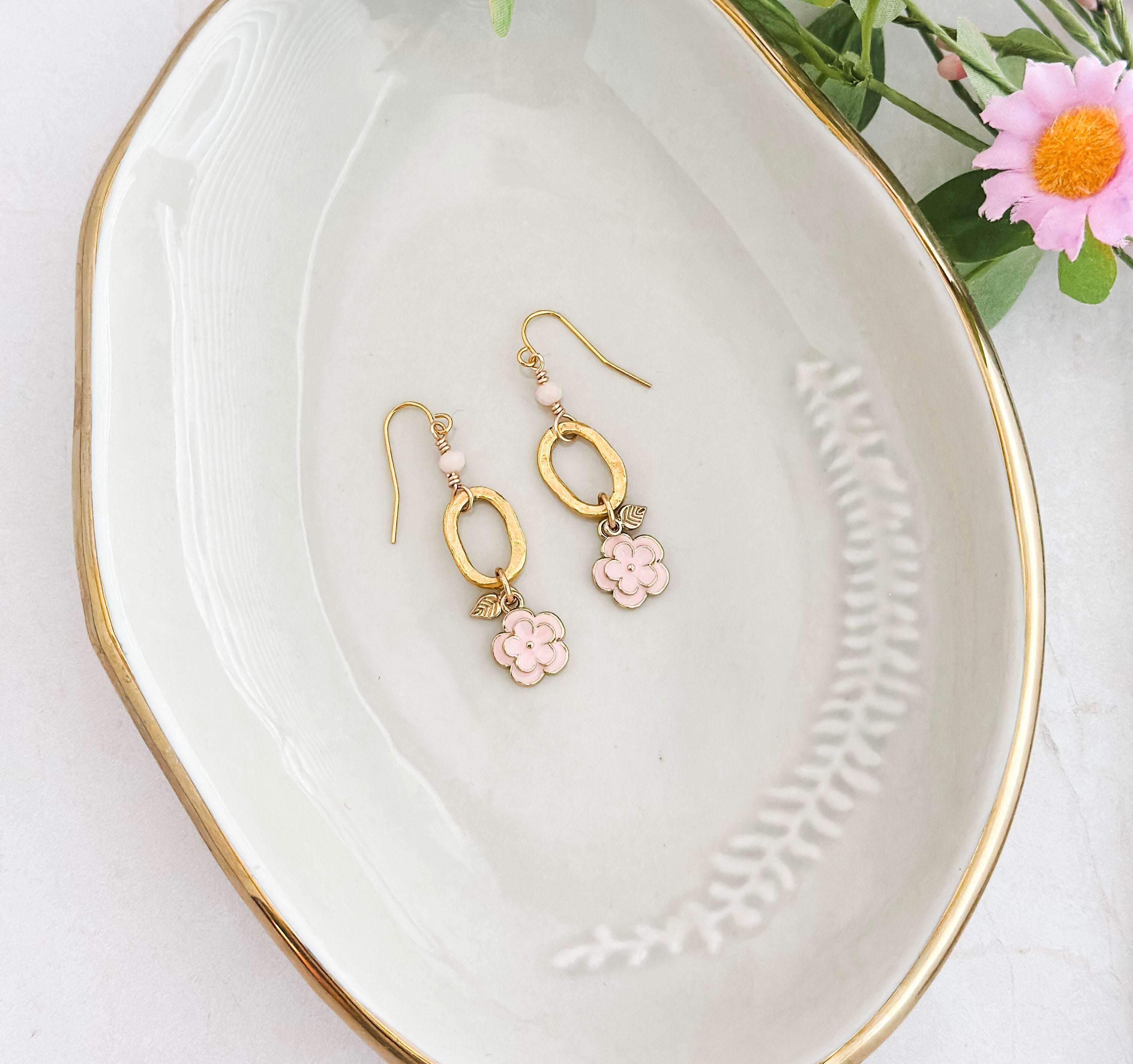 Pink Peonies Earrings