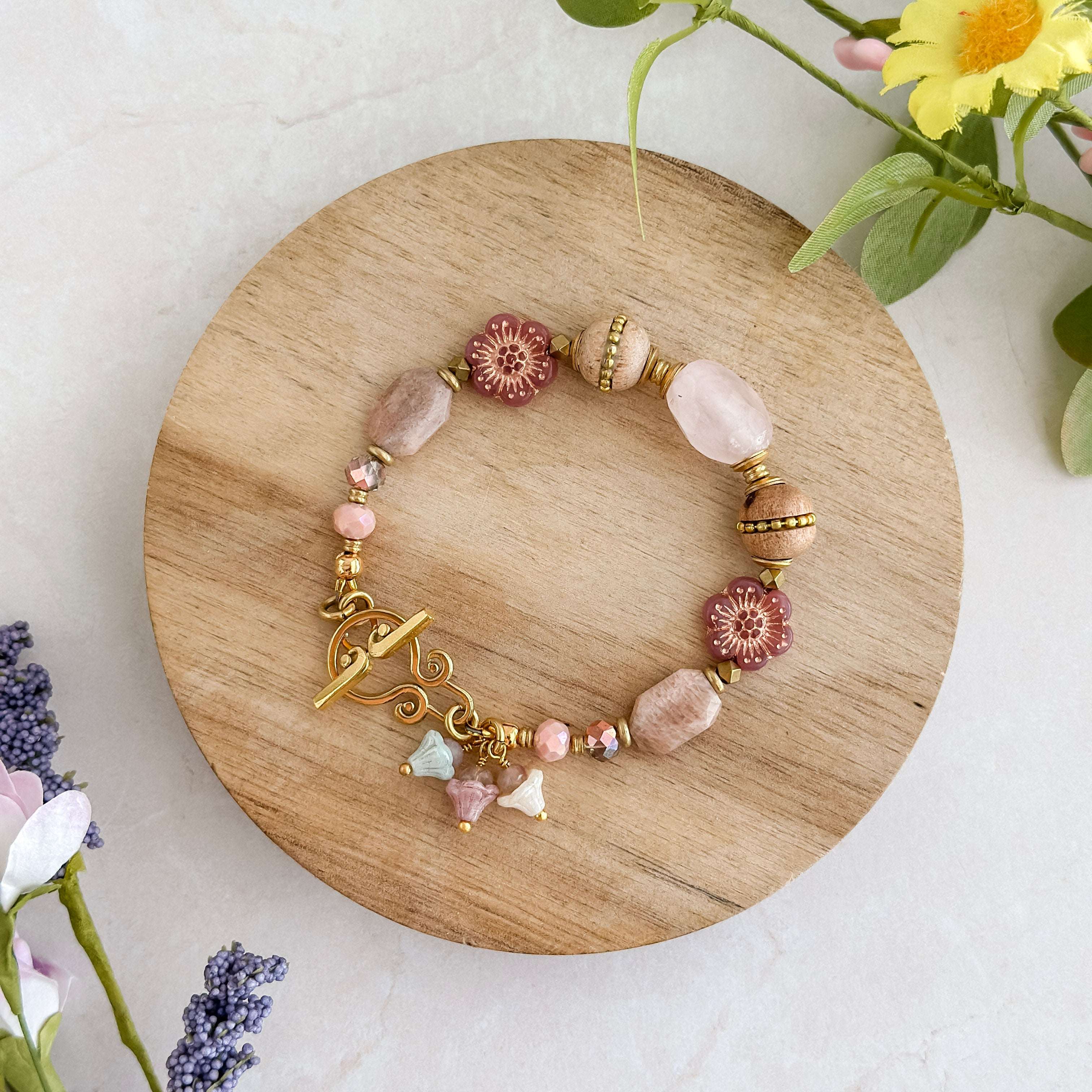 Copper Wild Rose Gemstone Bracelet